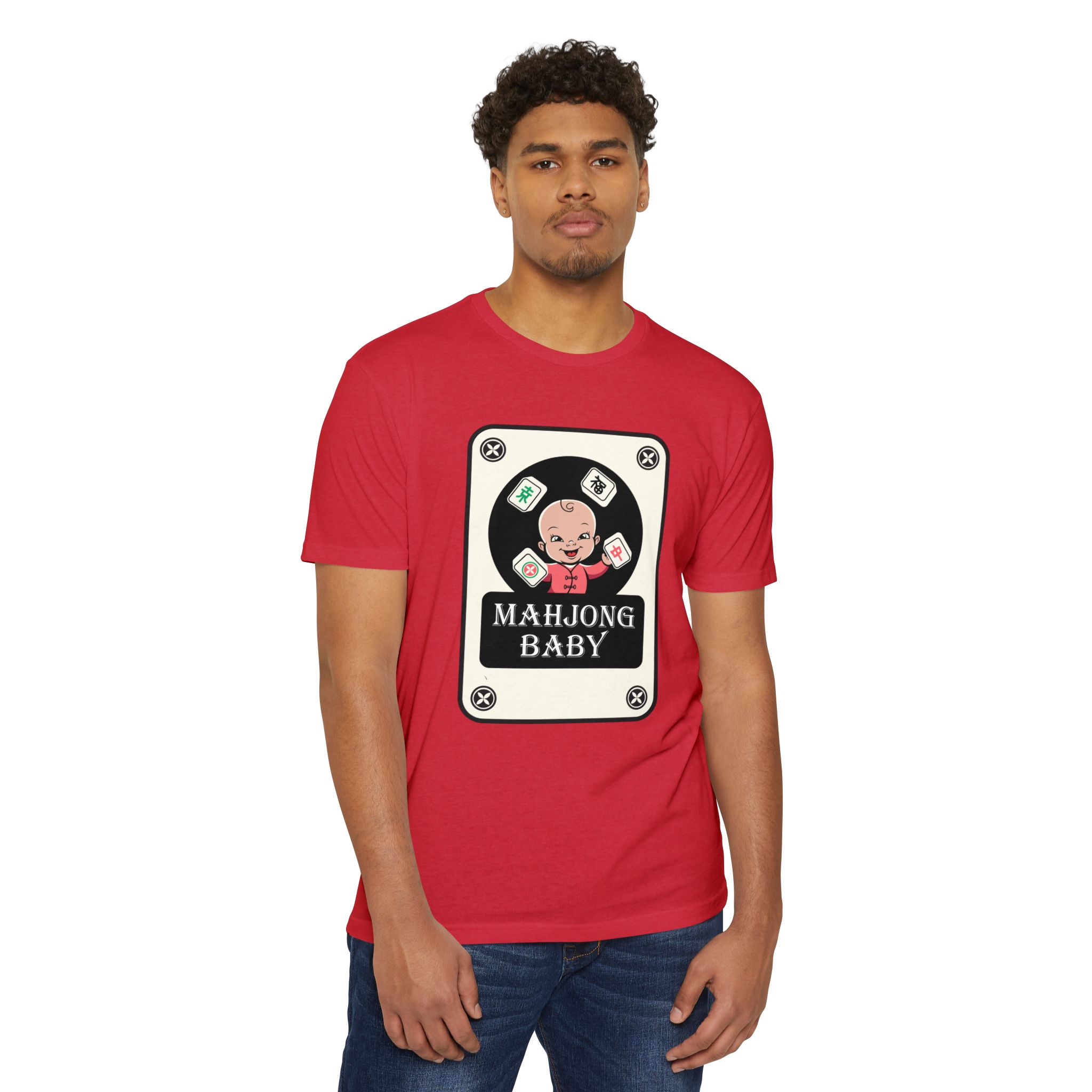 Mahjong Baby Graphic T-Shirt | Black Retro Mahjong Tile Tee for Players & Fans - Image 73