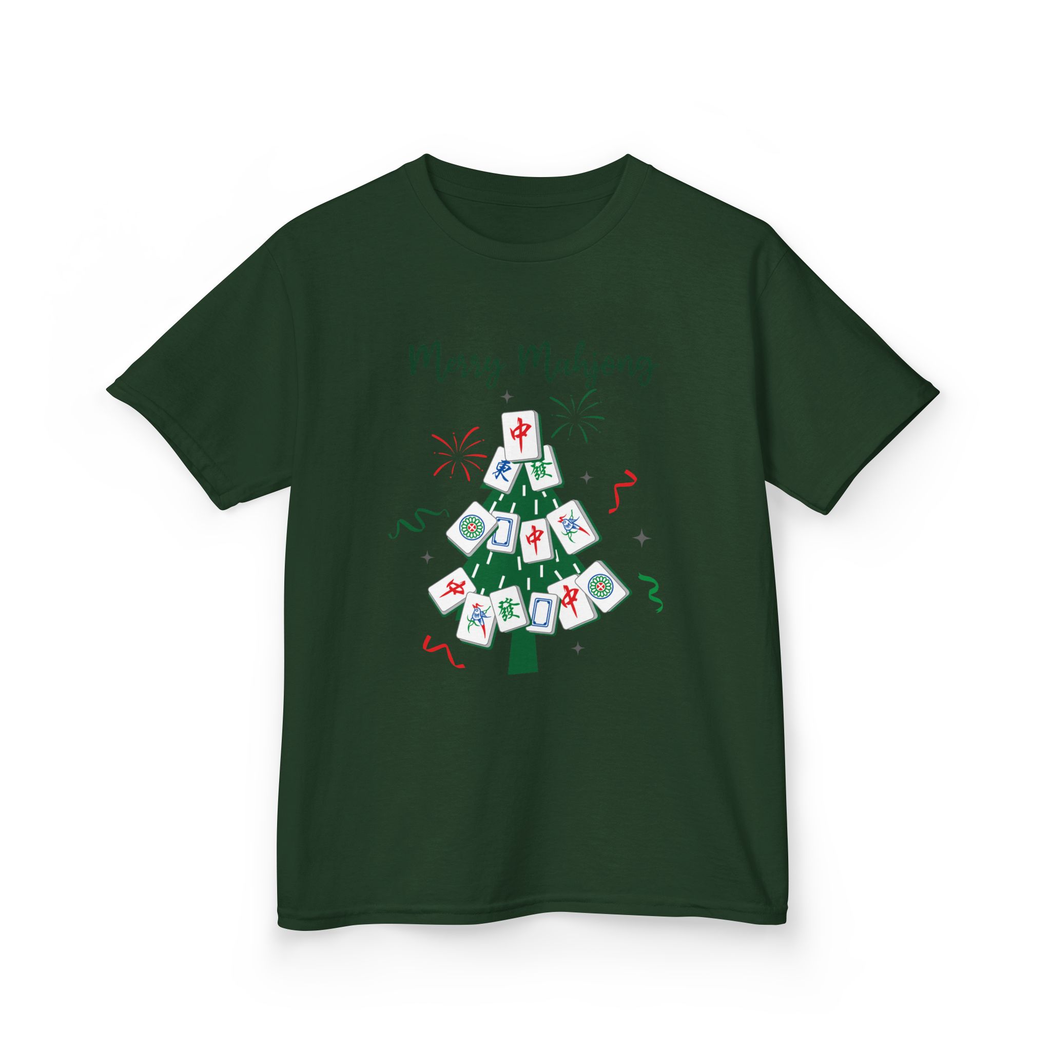 Merry Mahjong Baby Kids Tee | Holiday Mahjong Tree Graphic Shirt - Image 102