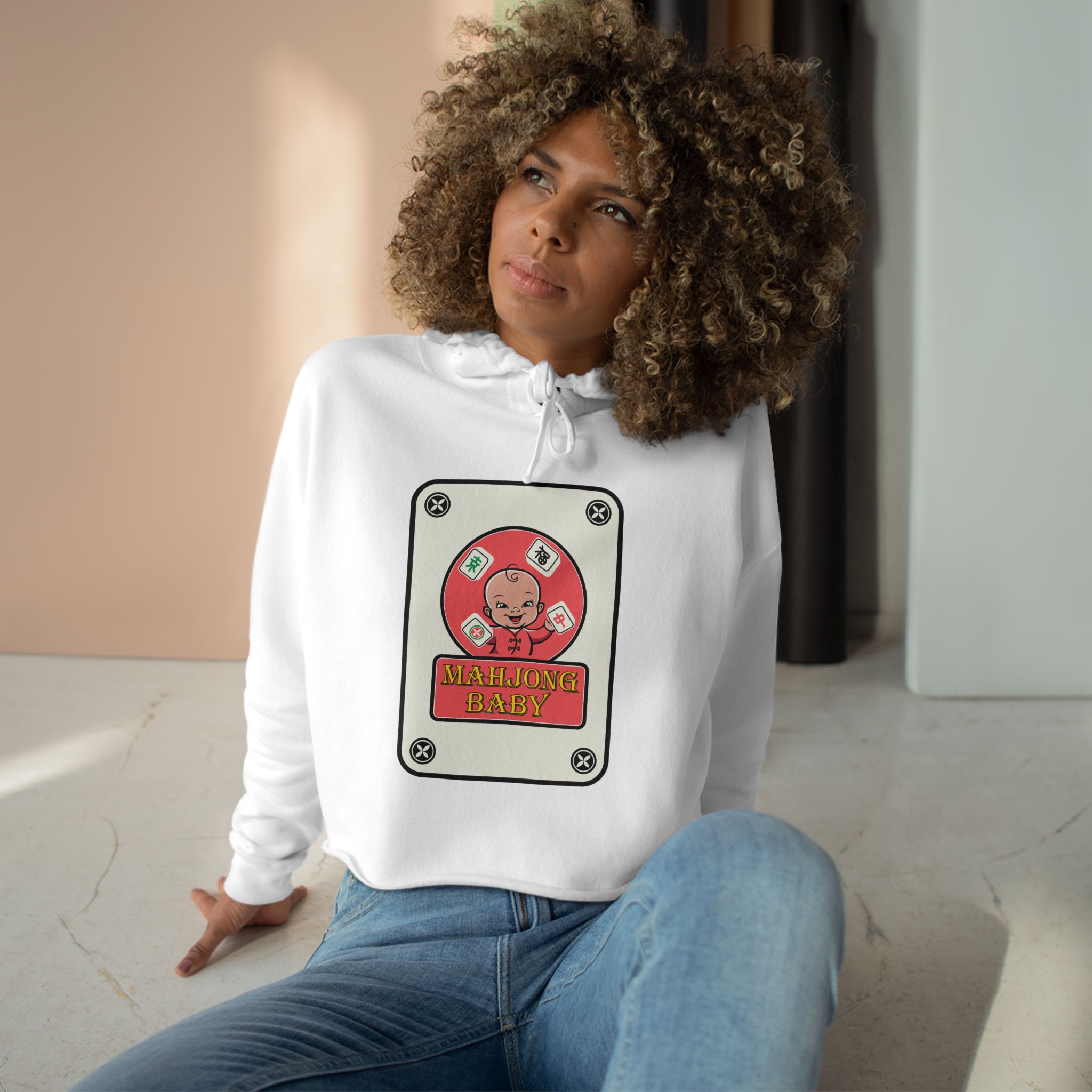 Mahjong Baby Crop Hoodie | Cute Mahjong Tile Graphic Hoodie for Game Lovers - Image 6