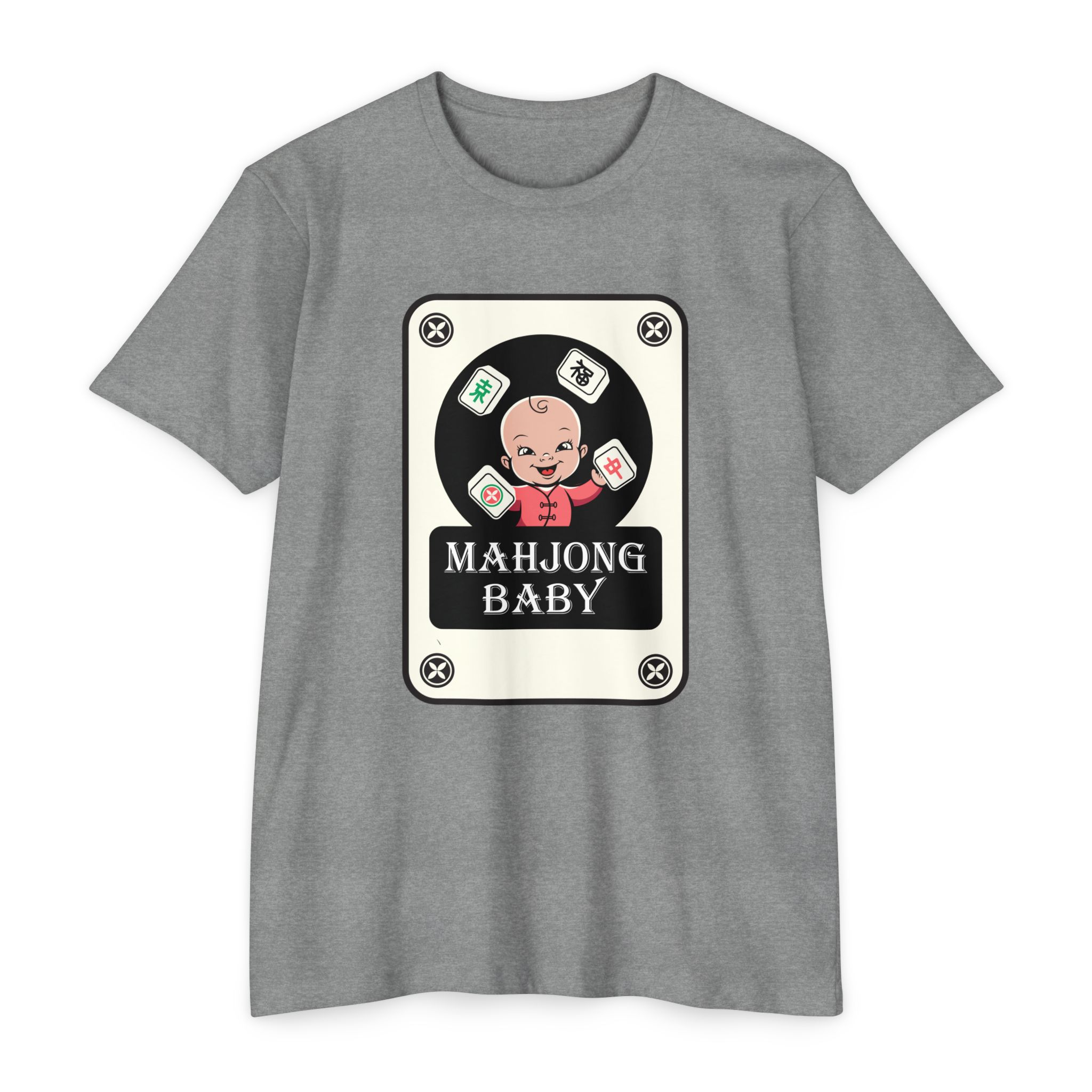 Mahjong Baby Graphic T-Shirt | Black Retro Mahjong Tile Tee for Players & Fans - Image 50