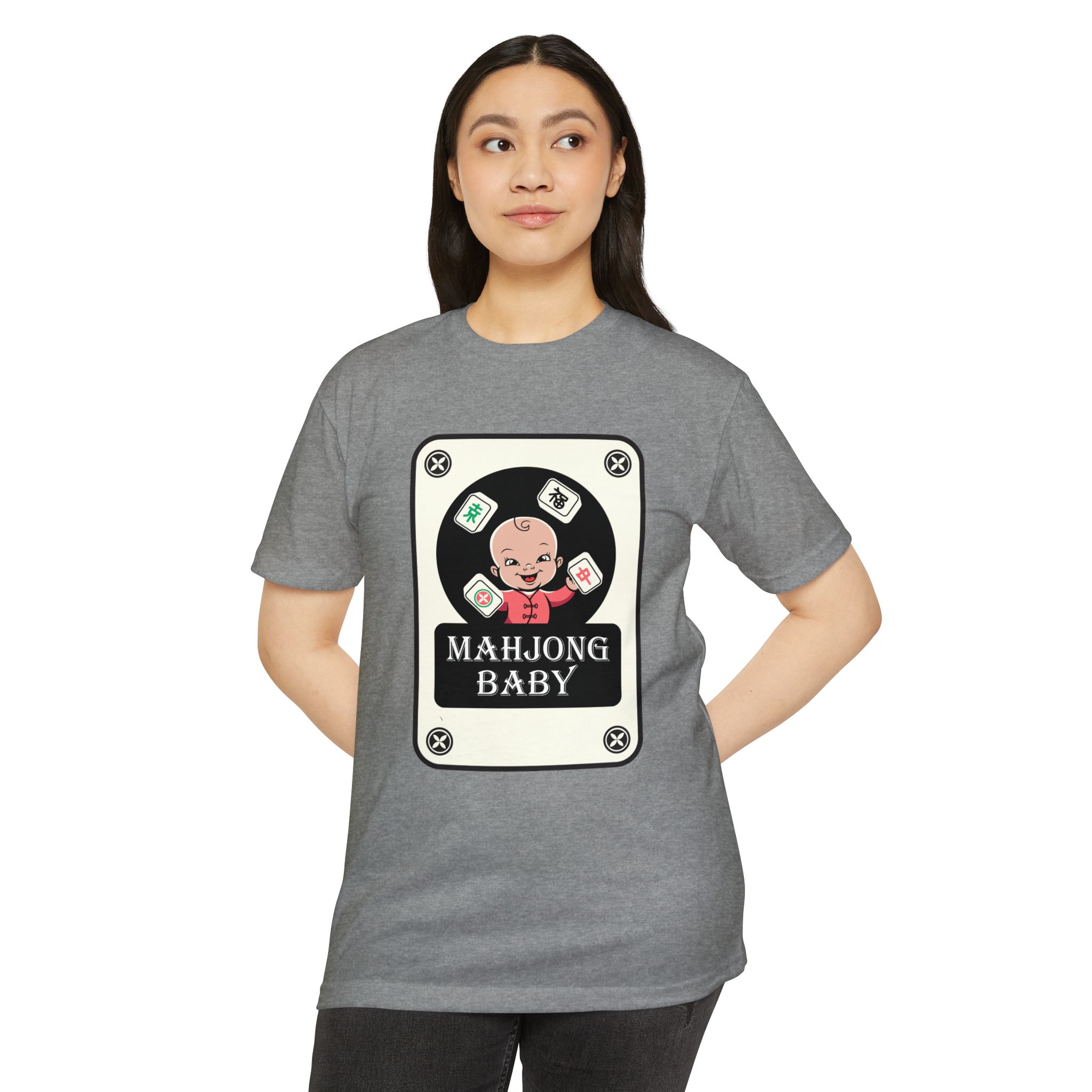 Mahjong Baby Graphic T-Shirt | Black Retro Mahjong Tile Tee for Players & Fans - Image 54