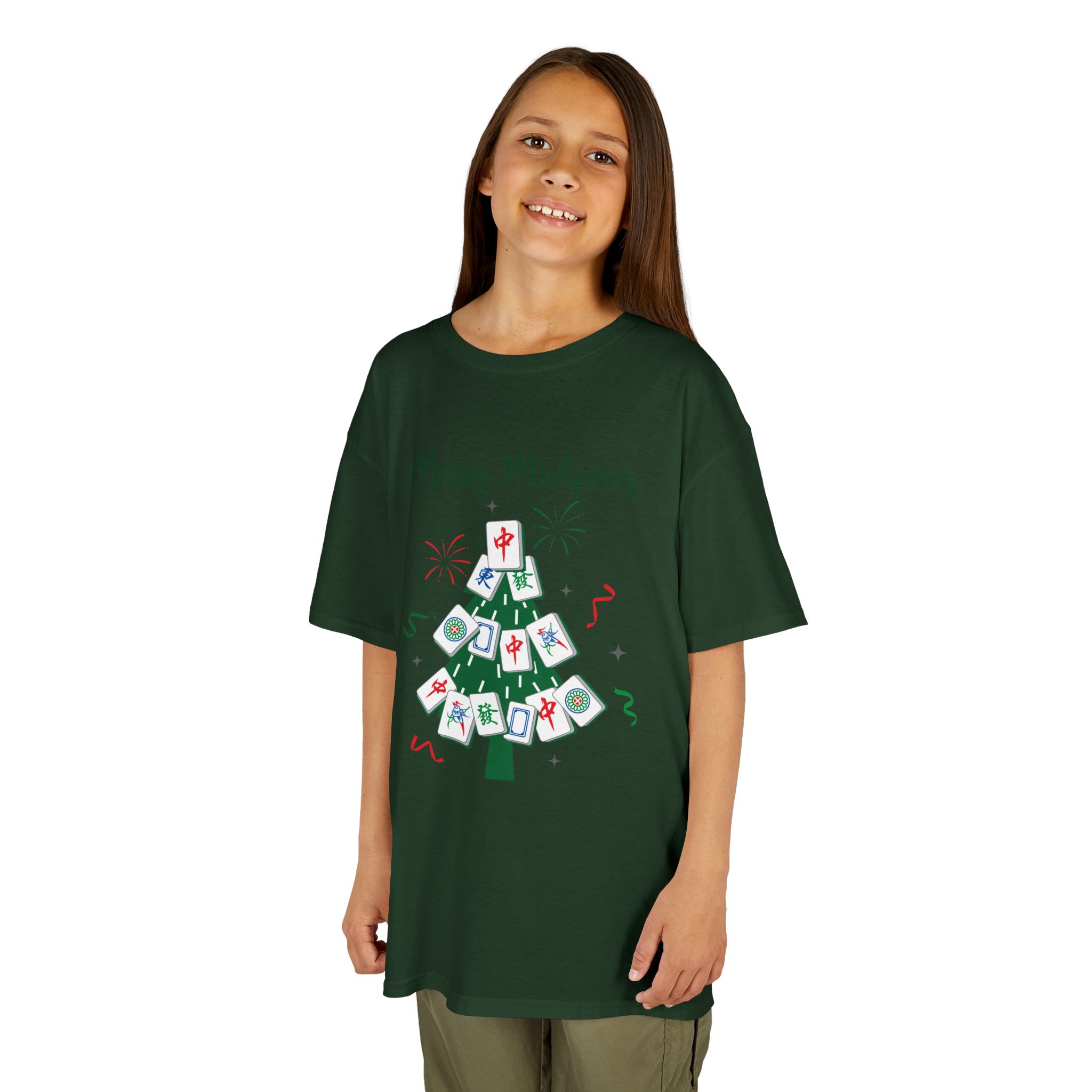 Merry Mahjong Baby Kids Tee | Holiday Mahjong Tree Graphic Shirt - Image 104