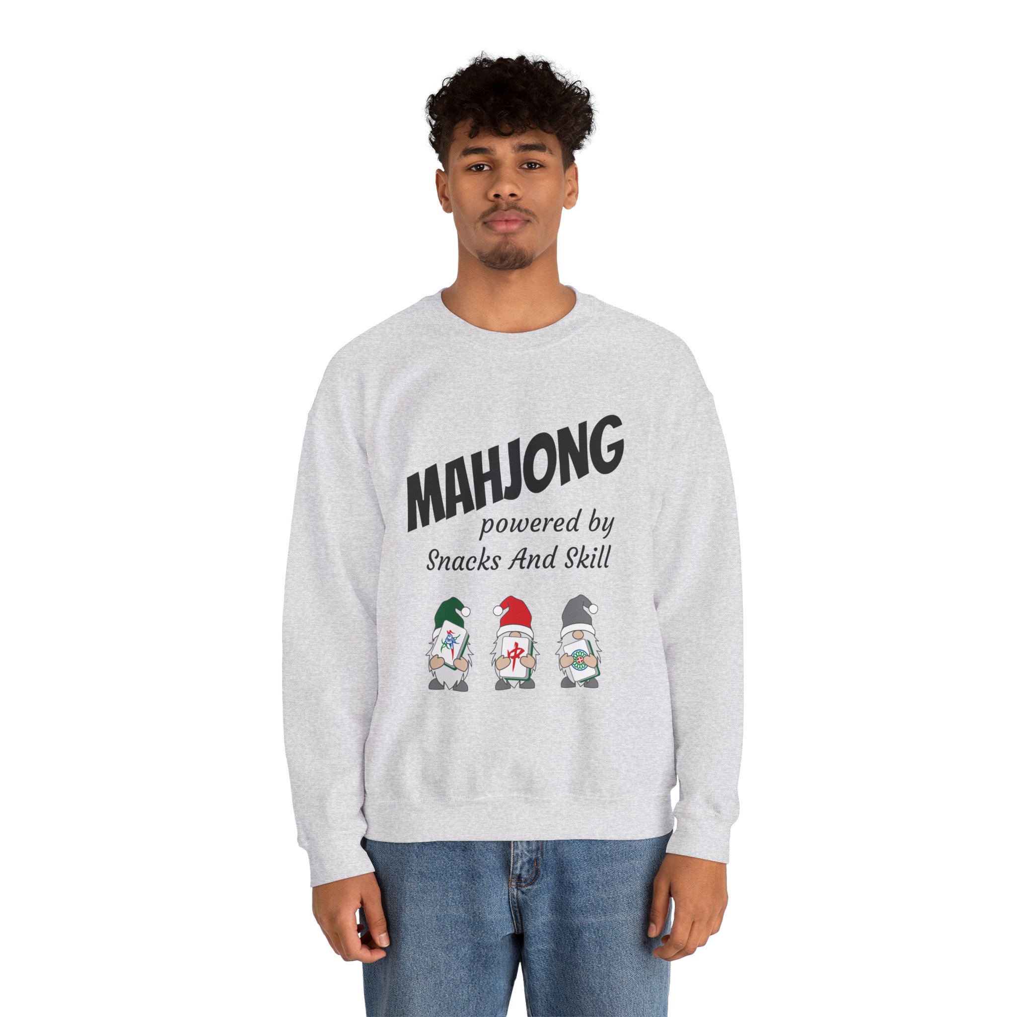 Mahjong Crewneck Sweatshirt | “Powered by Snacks and Skill” + Mahjong Baby Logo (Unisex) - Image 17