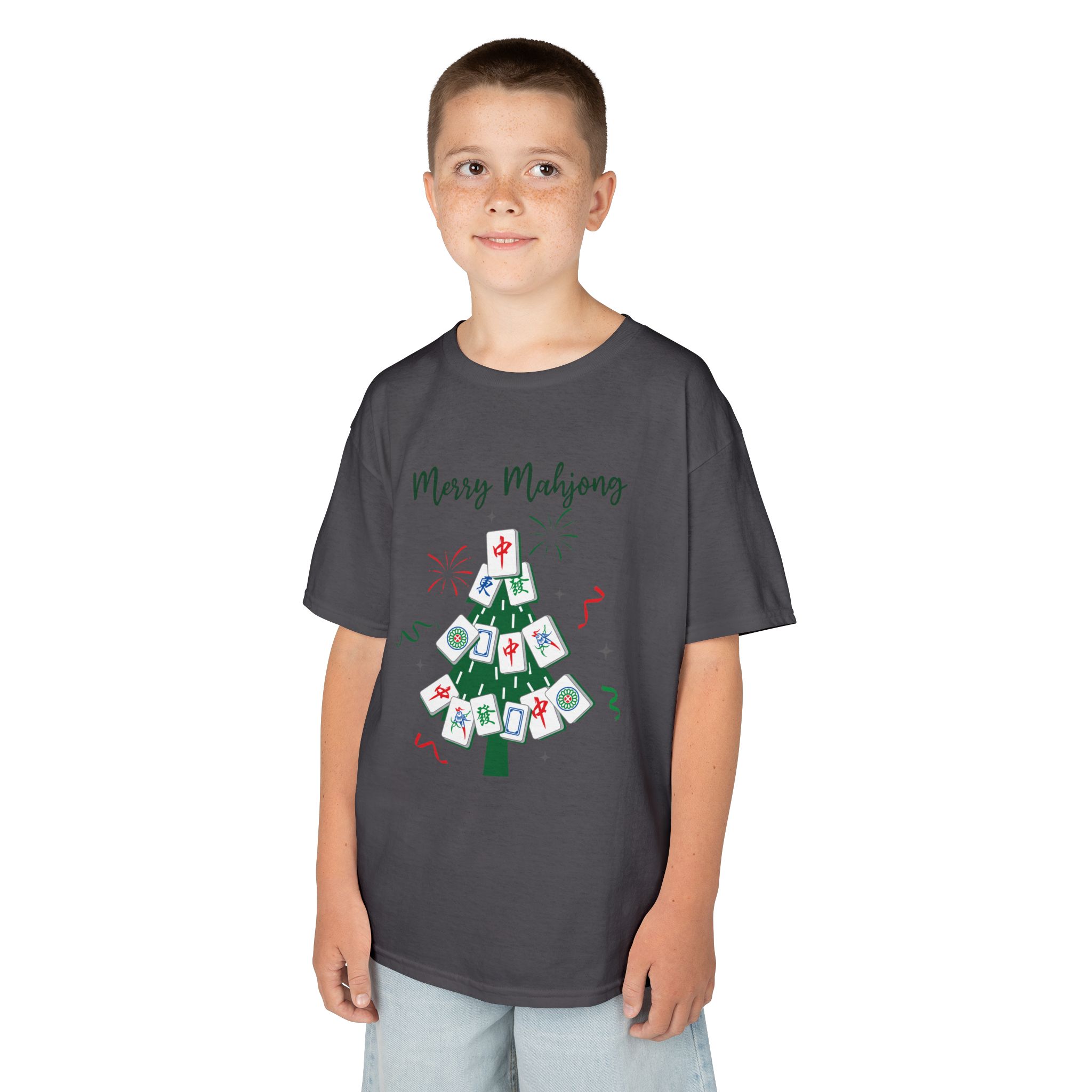 Merry Mahjong Baby Kids Tee | Holiday Mahjong Tree Graphic Shirt - Image 151