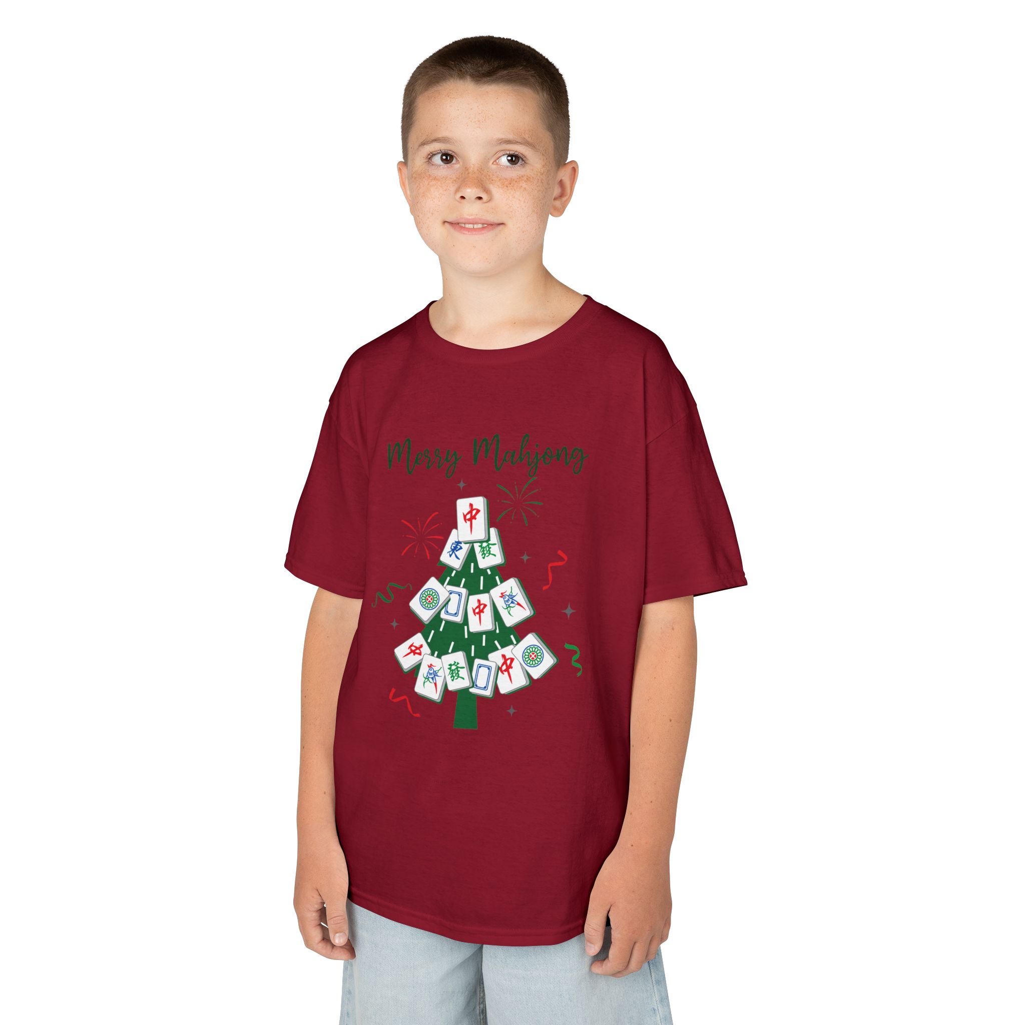 Merry Mahjong Baby Kids Tee | Holiday Mahjong Tree Graphic Shirt - Image 178