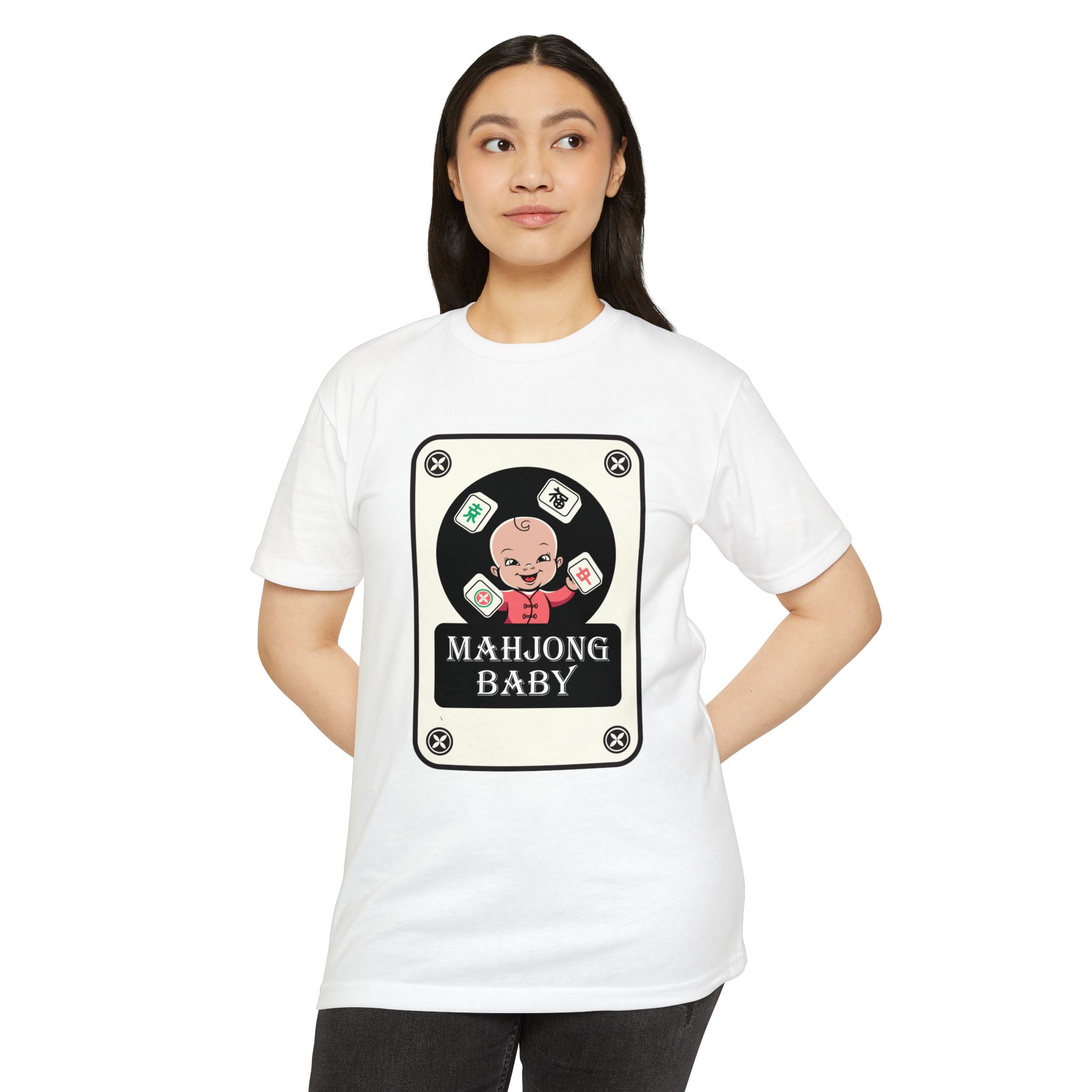 Mahjong Baby Graphic T-Shirt | Black Retro Mahjong Tile Tee for Players & Fans - Image 47