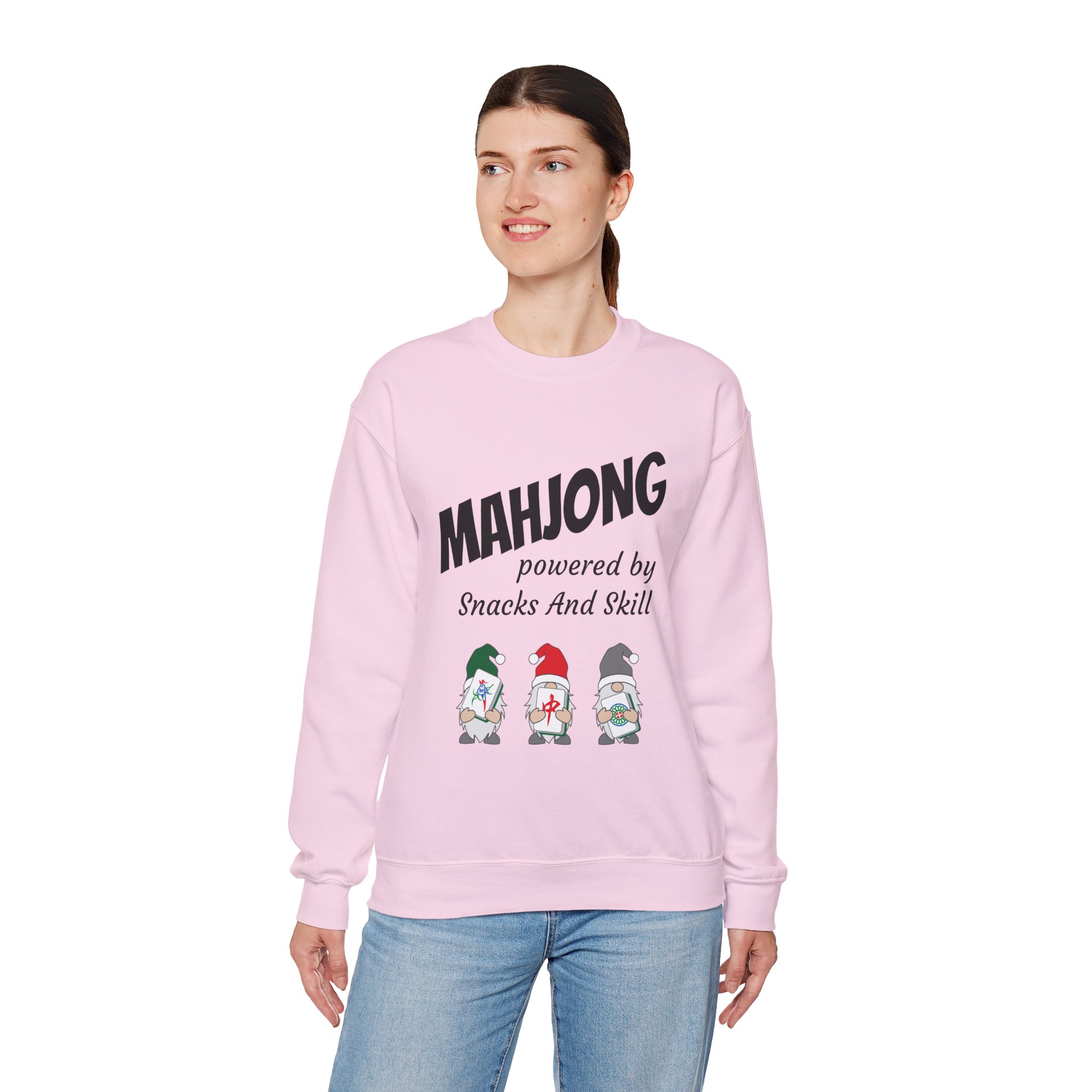 Mahjong Crewneck Sweatshirt | “Powered by Snacks and Skill” + Mahjong Baby Logo (Unisex) - Image 92