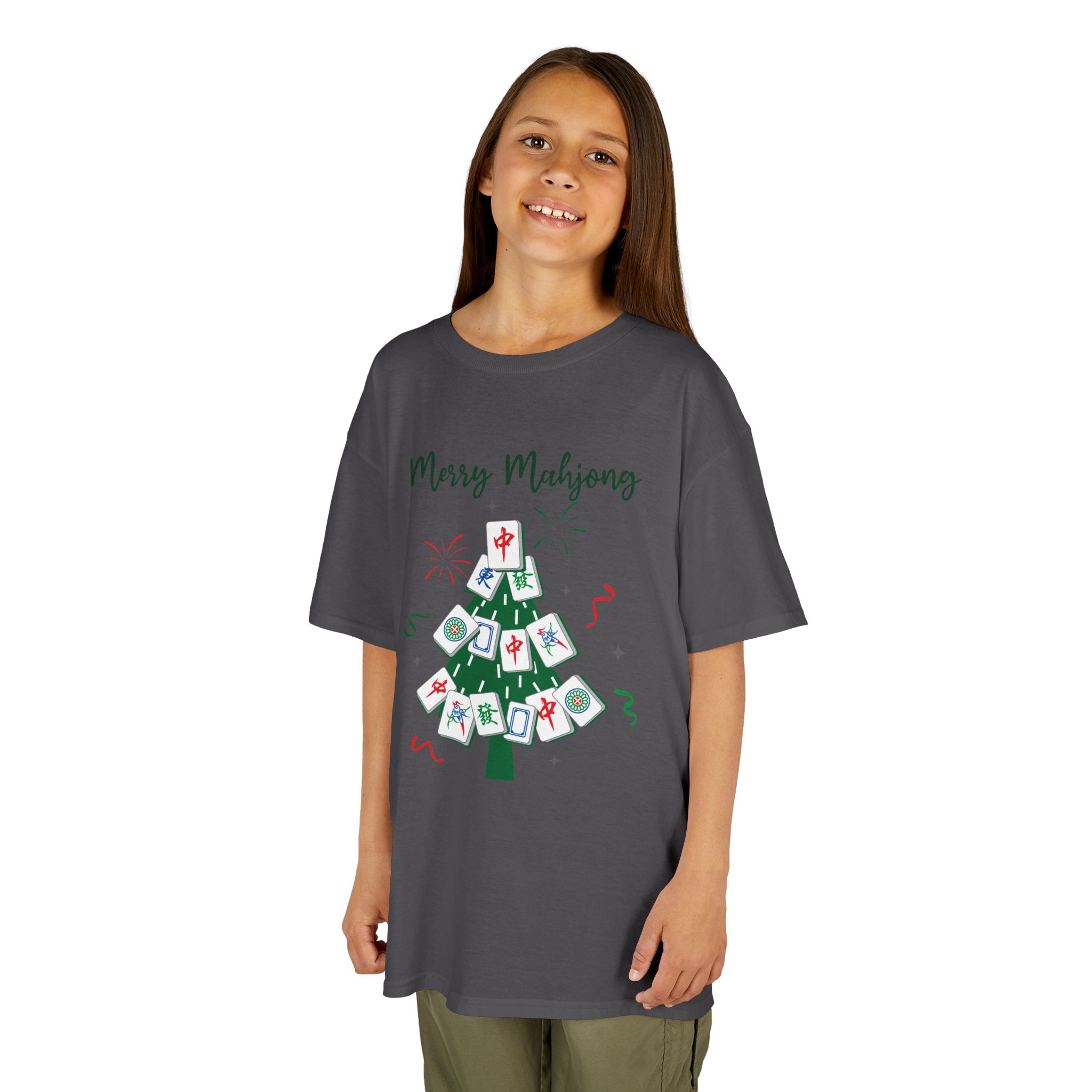 Merry Mahjong Baby Kids Tee | Holiday Mahjong Tree Graphic Shirt - Image 149