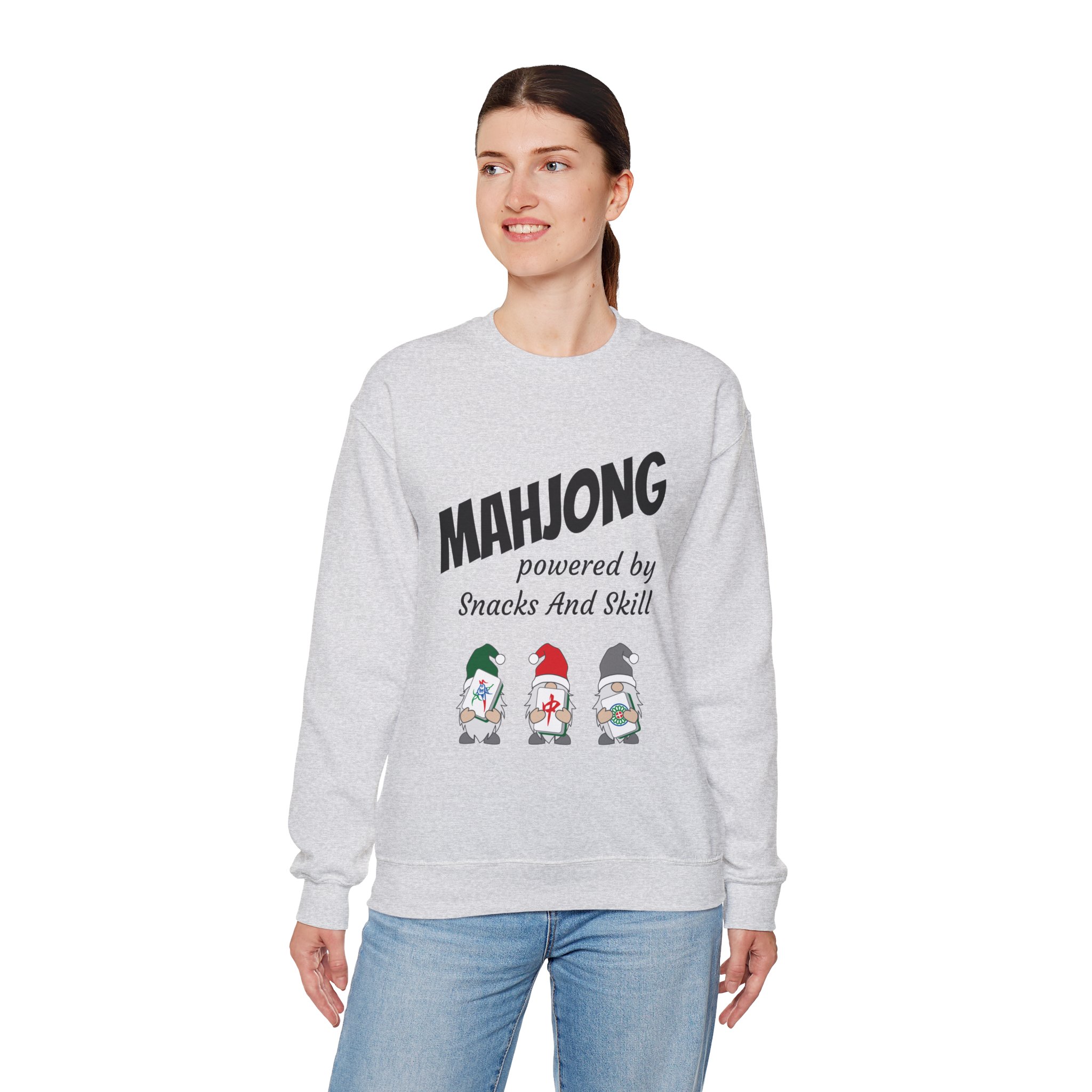 Mahjong Crewneck Sweatshirt | “Powered by Snacks and Skill” + Mahjong Baby Logo (Unisex) - Image 20