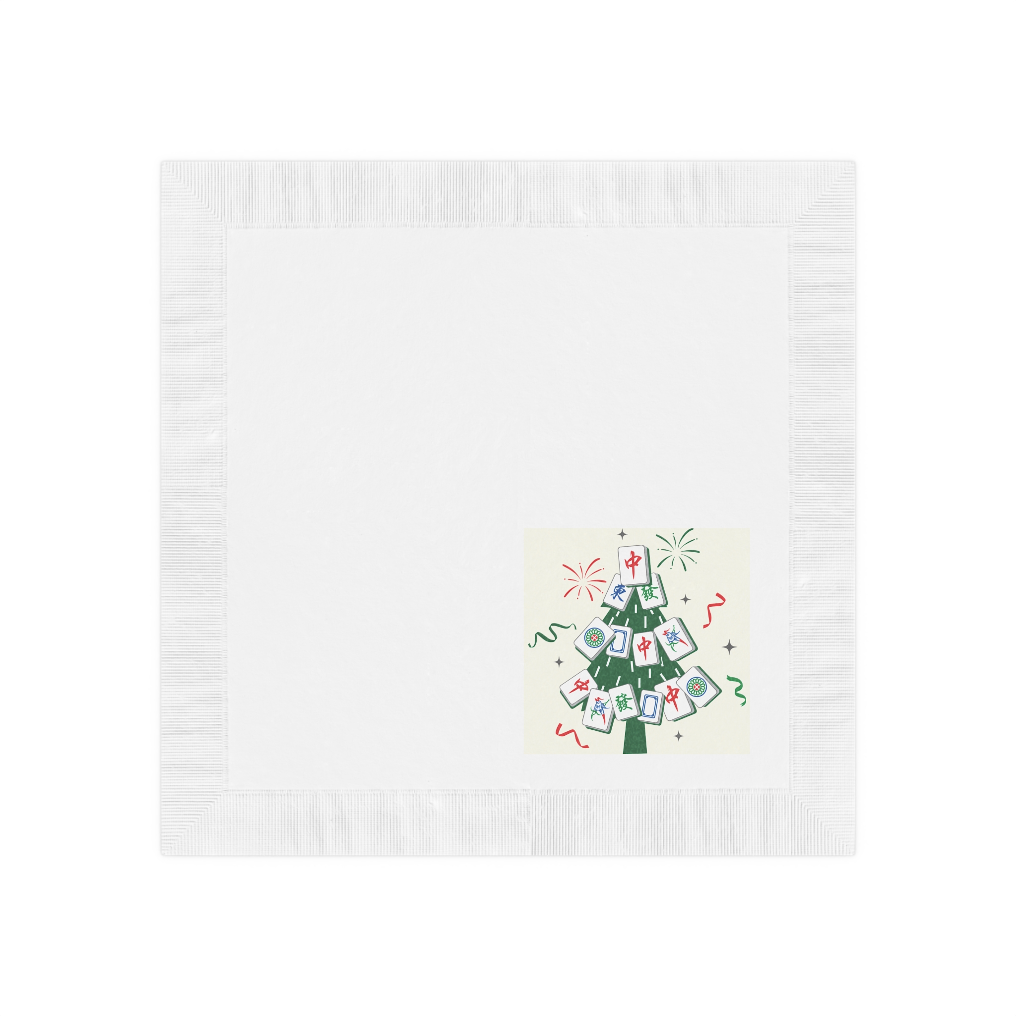 Merry Mahjong Cocktail Napkins | Mahjong Christmas Tree Holiday Party Napkins - Image 2