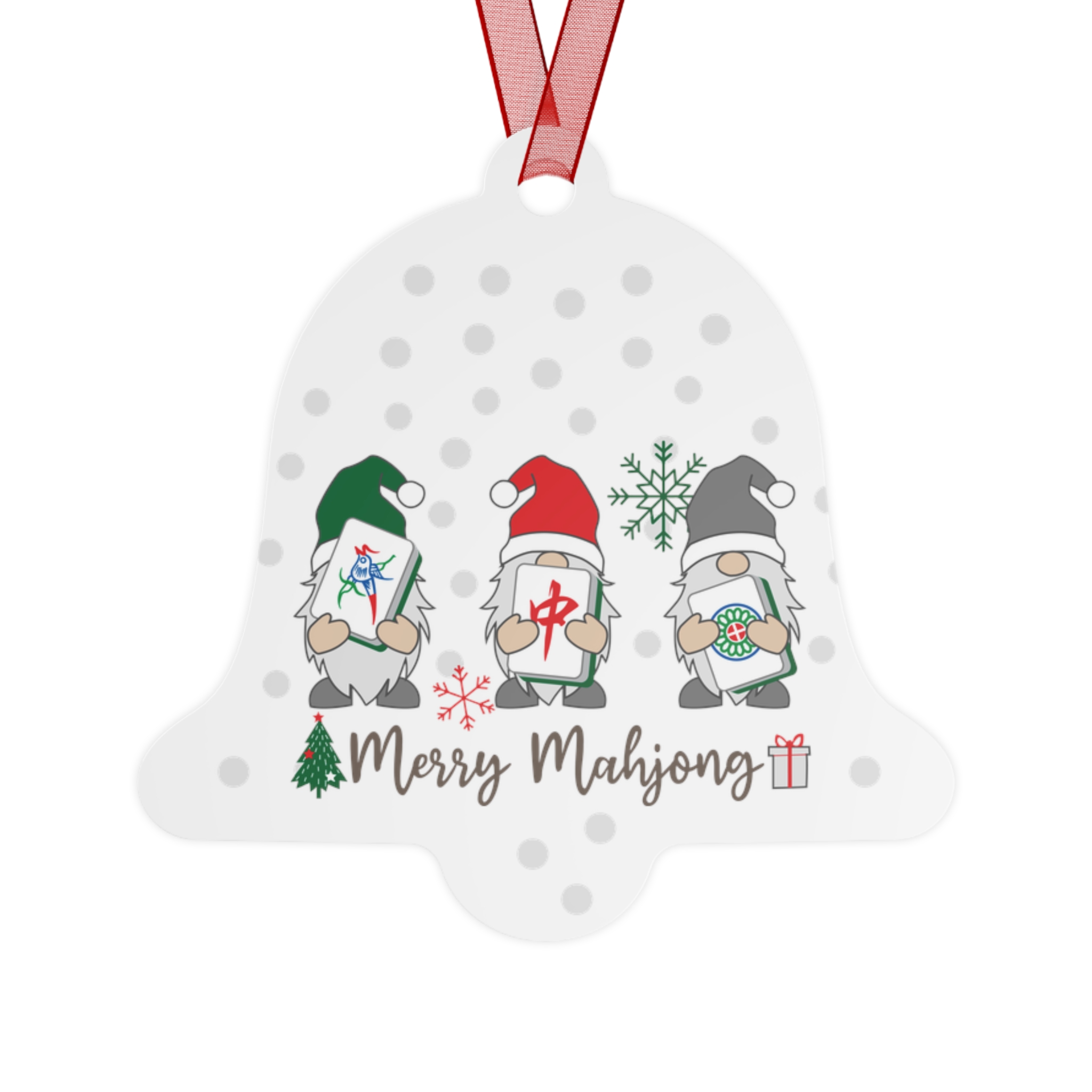 Mahjong Christmas Ornament | Merry Mahjong Metal Holiday Tree Decor - Image 3