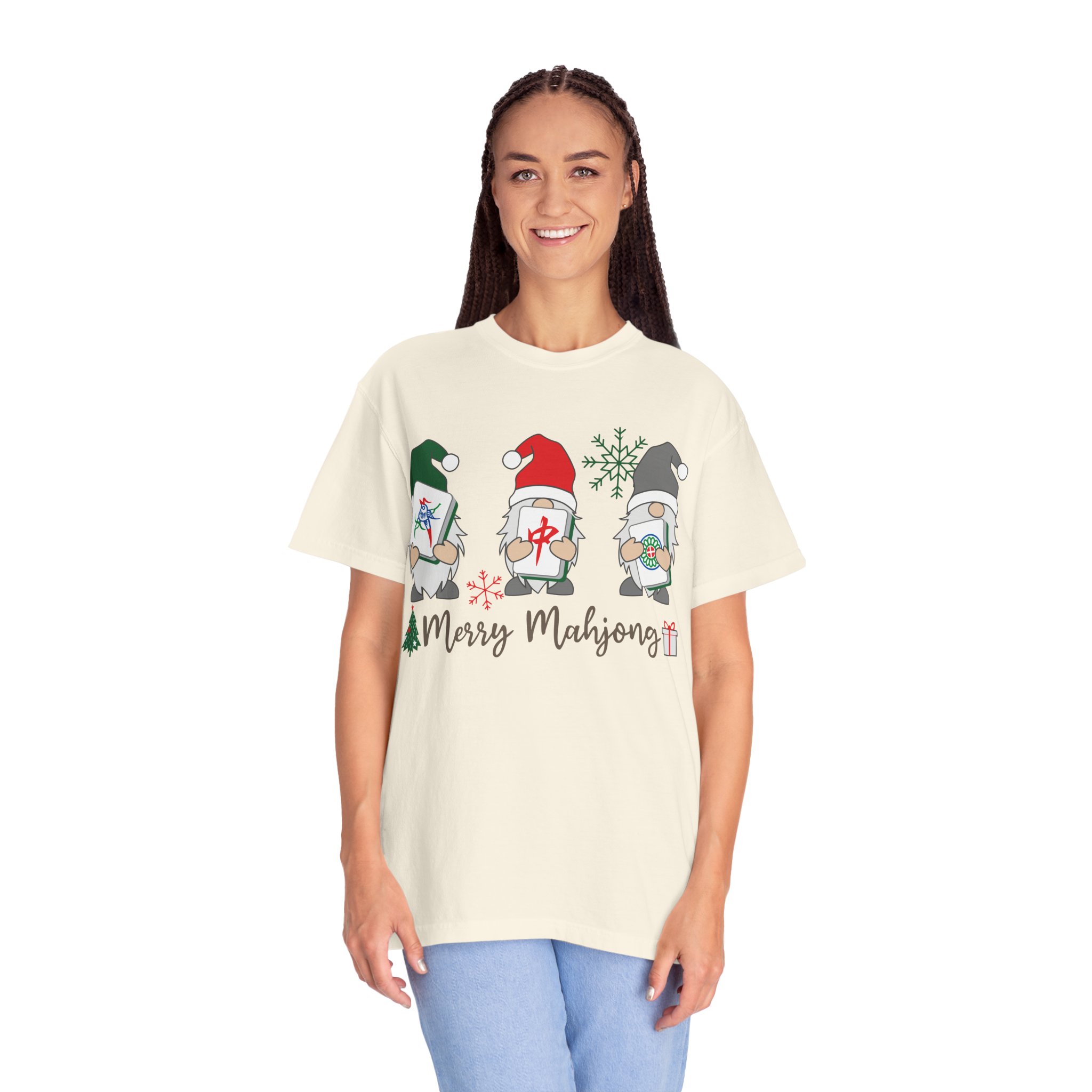 Merry Mahjong Gnome Christmas T-Shirt | Holiday Mahjong Game Night Tee - Image 12