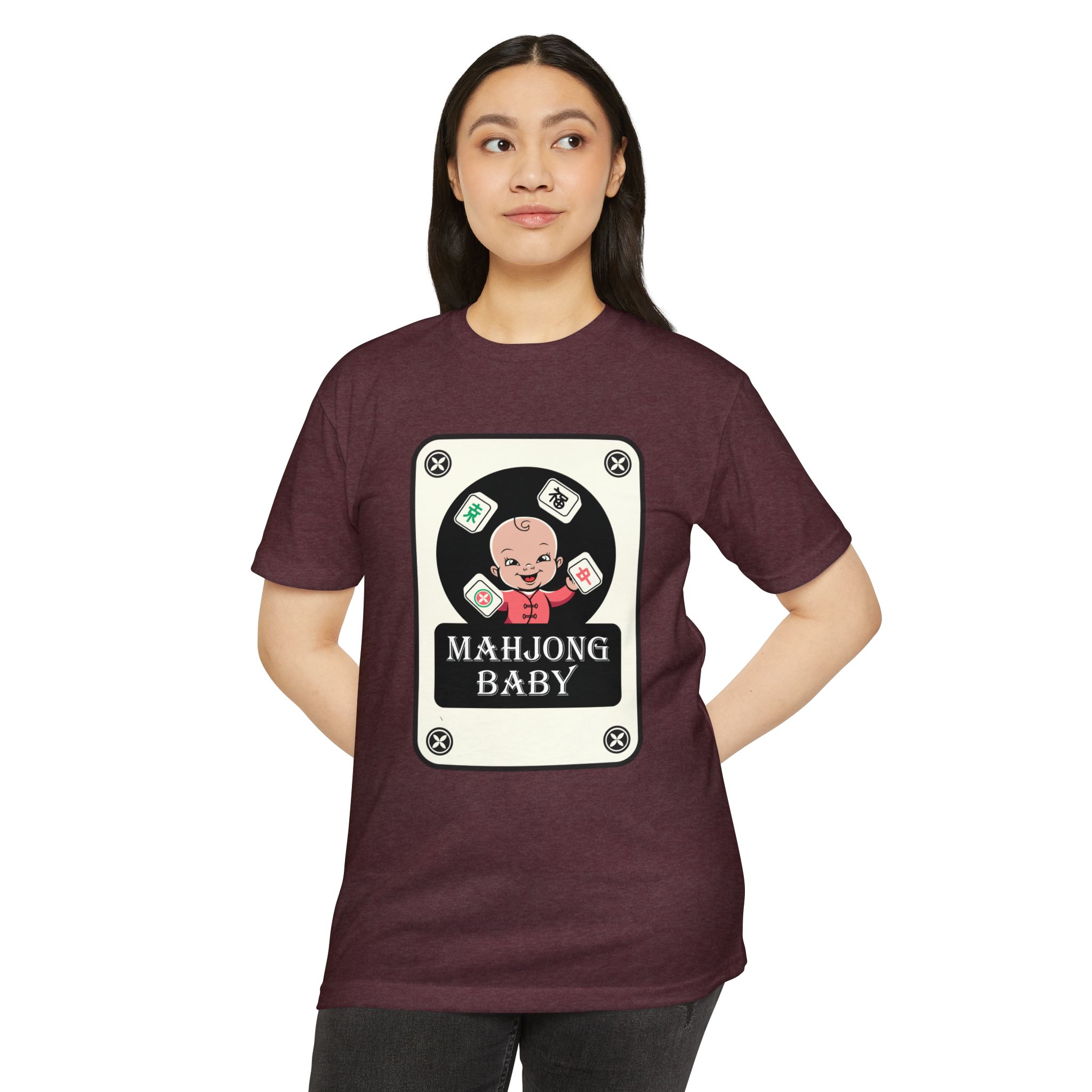 Mahjong Baby Graphic T-Shirt | Black Retro Mahjong Tile Tee for Players & Fans - Image 89