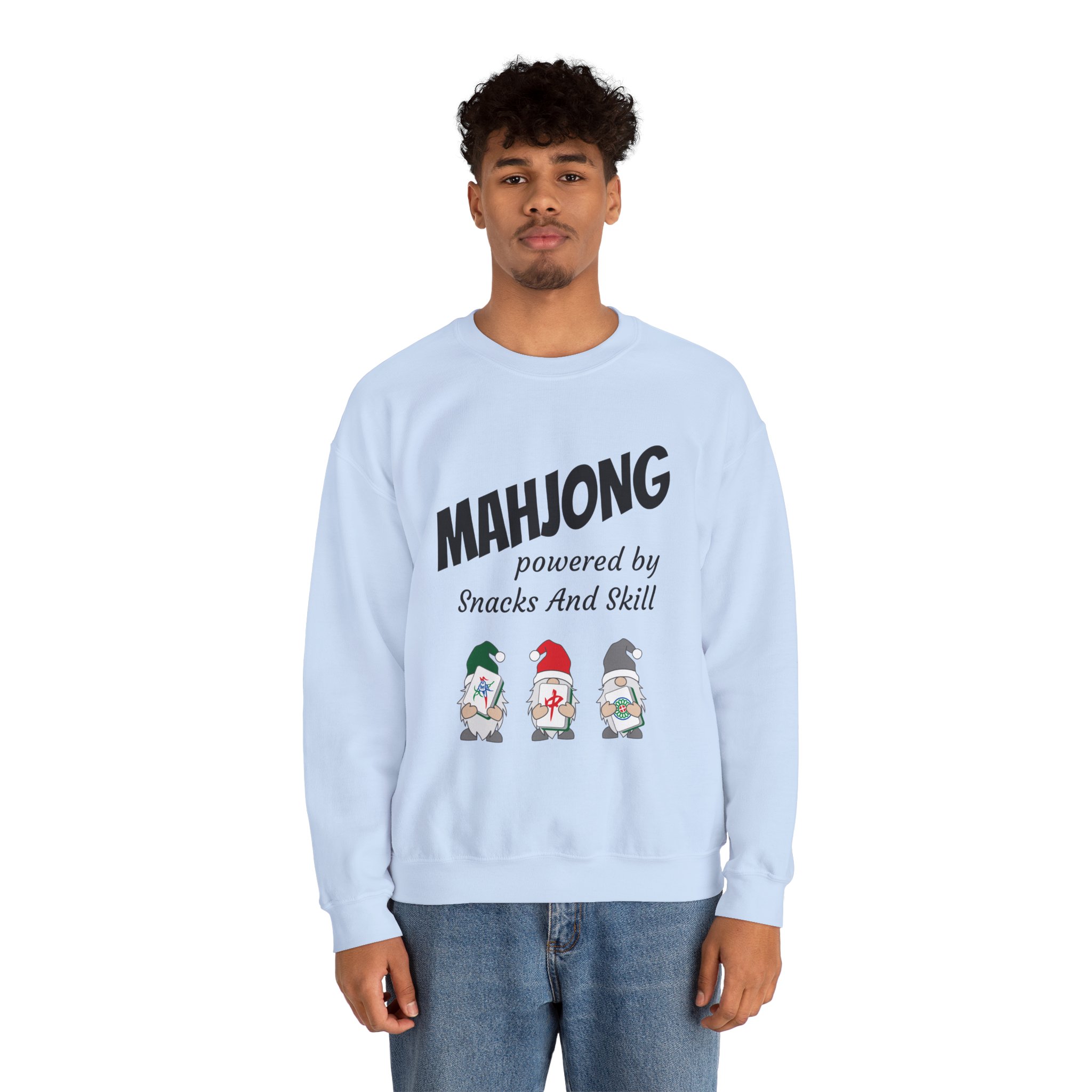Mahjong Crewneck Sweatshirt | “Powered by Snacks and Skill” + Mahjong Baby Logo (Unisex) - Image 77