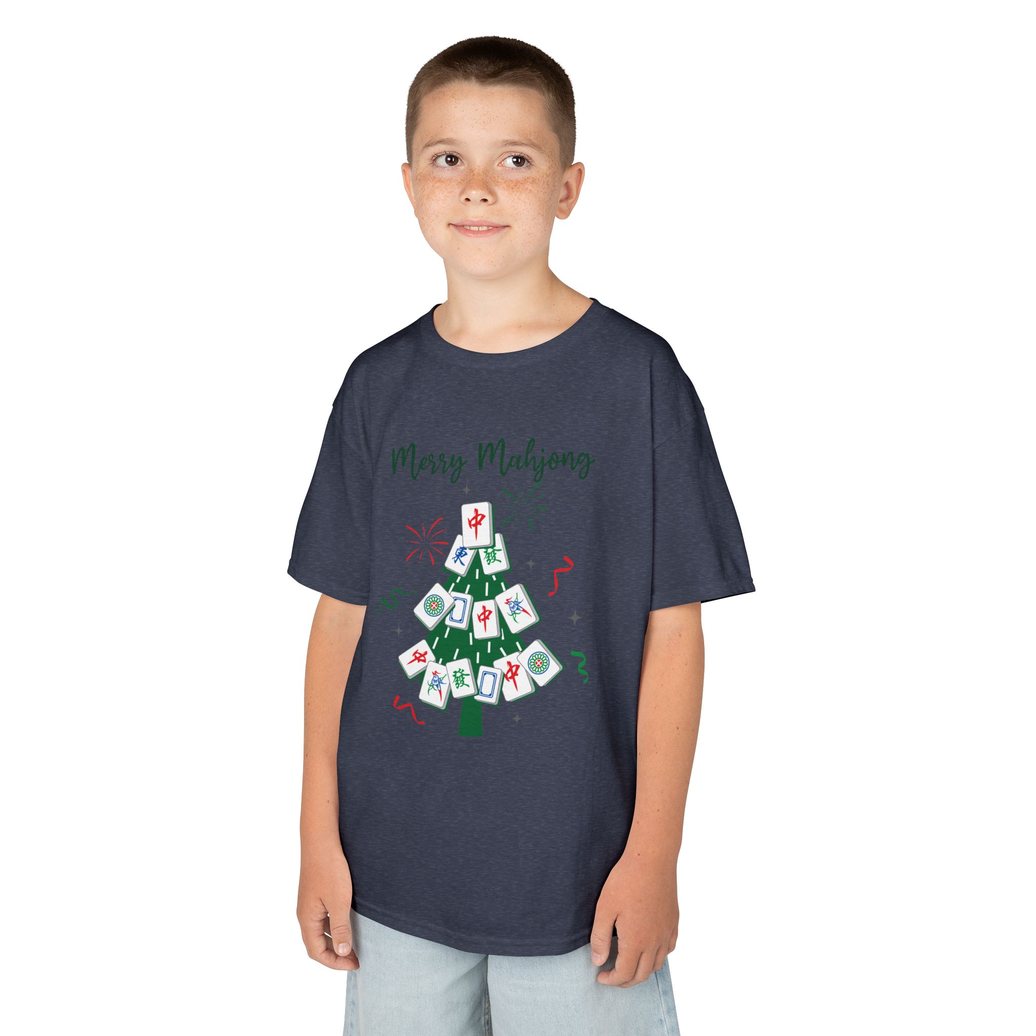 Merry Mahjong Baby Kids Tee | Holiday Mahjong Tree Graphic Shirt - Image 160