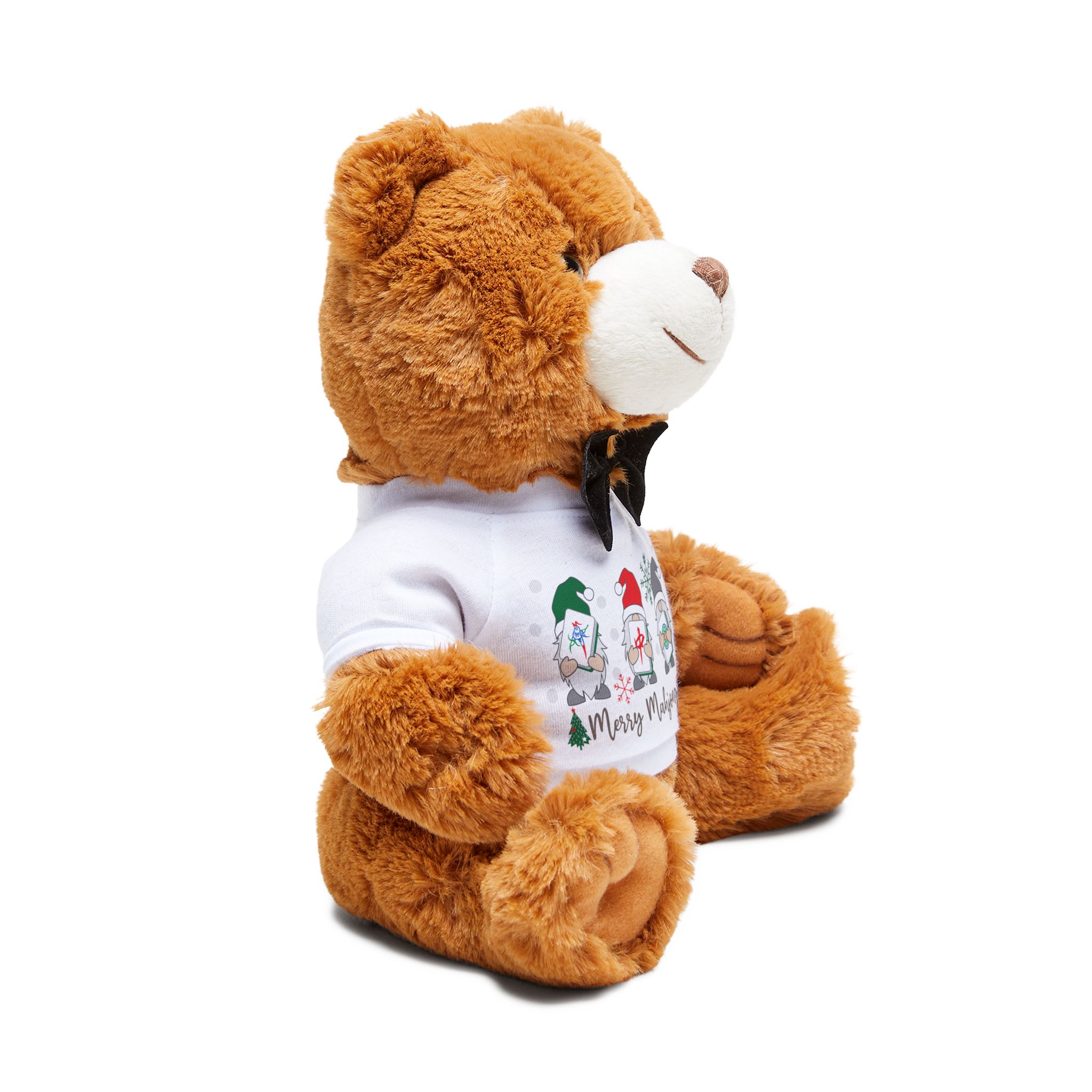 Merry Mahjong Teddy Bear | Holiday Gnome Plush Gift with Mahjong T-Shirt - Image 2
