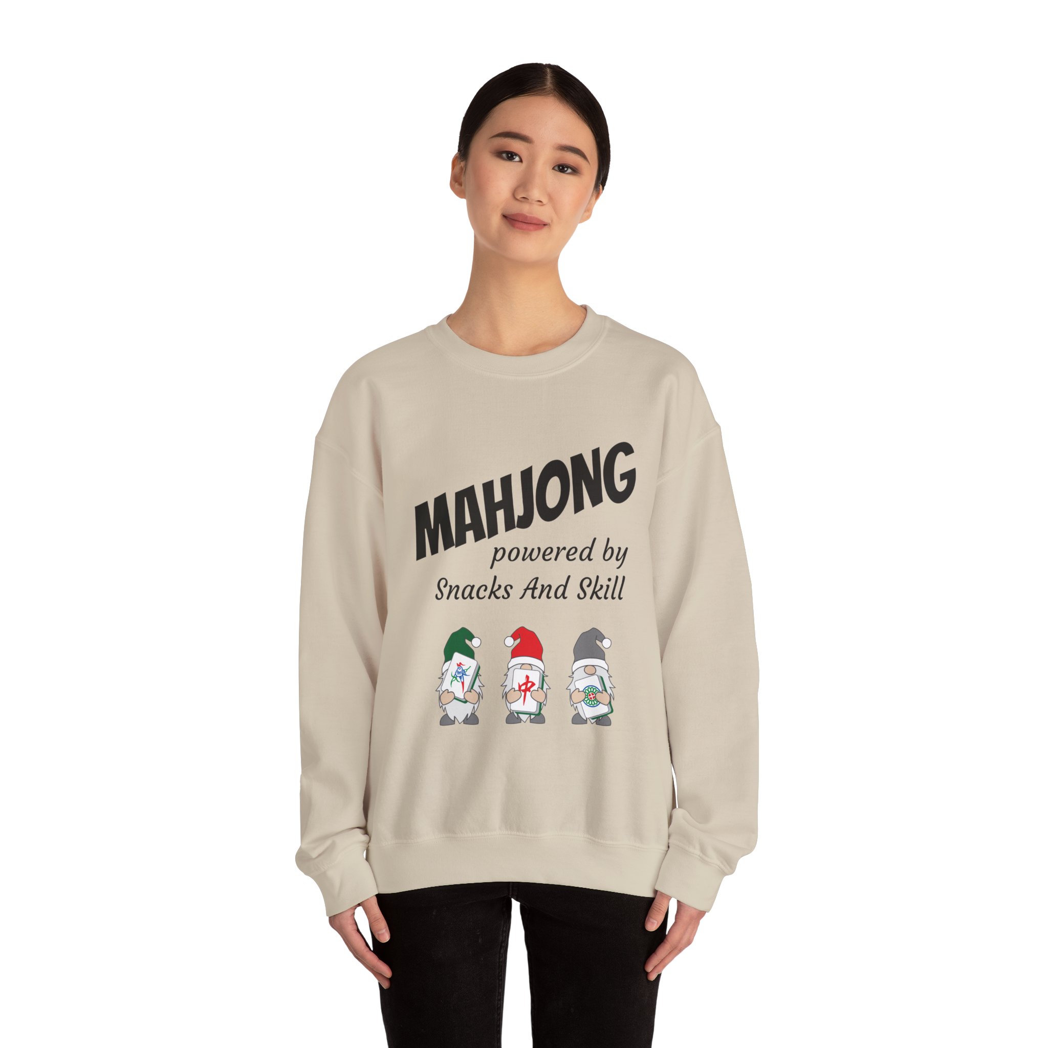 Mahjong Crewneck Sweatshirt | “Powered by Snacks and Skill” + Mahjong Baby Logo (Unisex) - Image 64