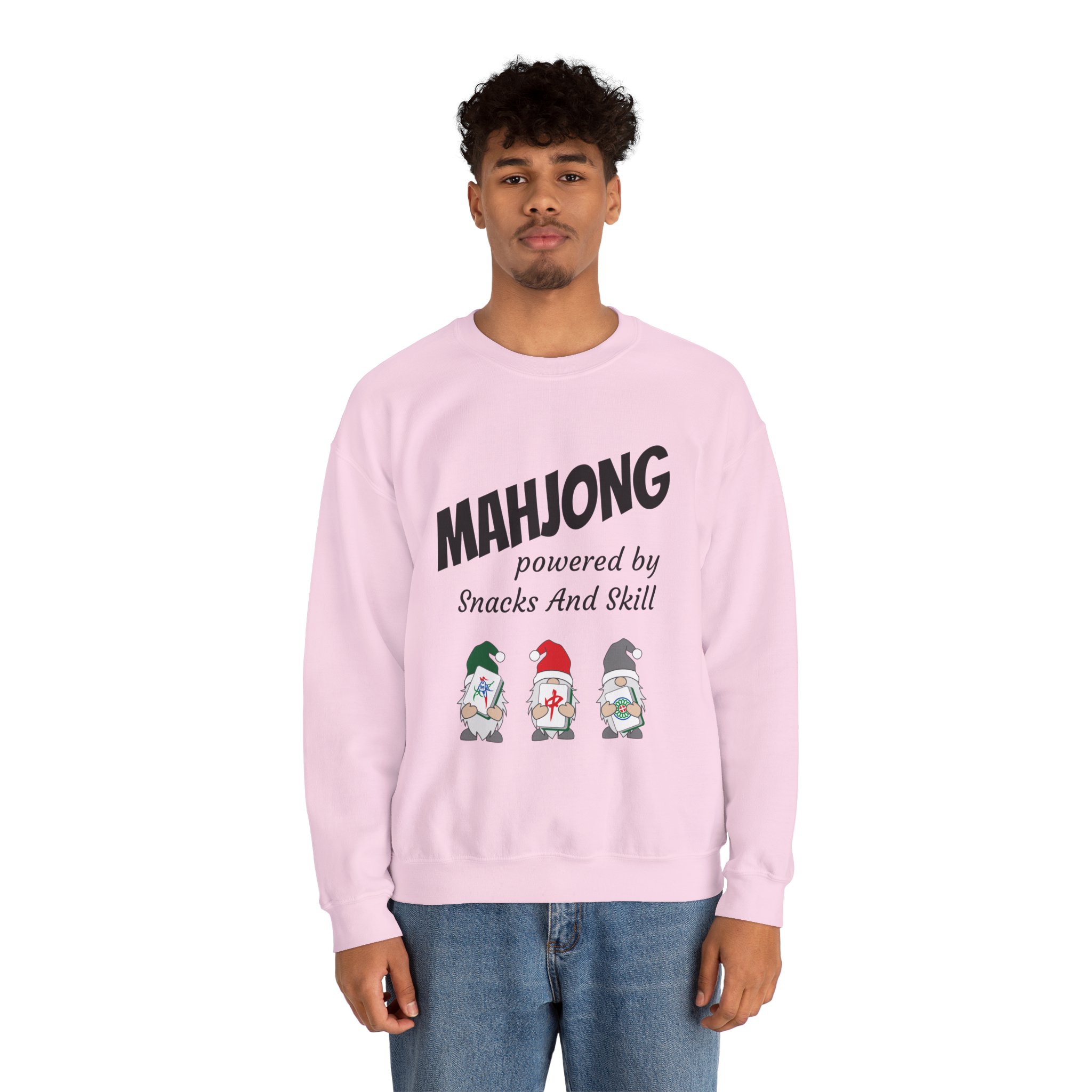 Mahjong Crewneck Sweatshirt | “Powered by Snacks and Skill” + Mahjong Baby Logo (Unisex) - Image 89