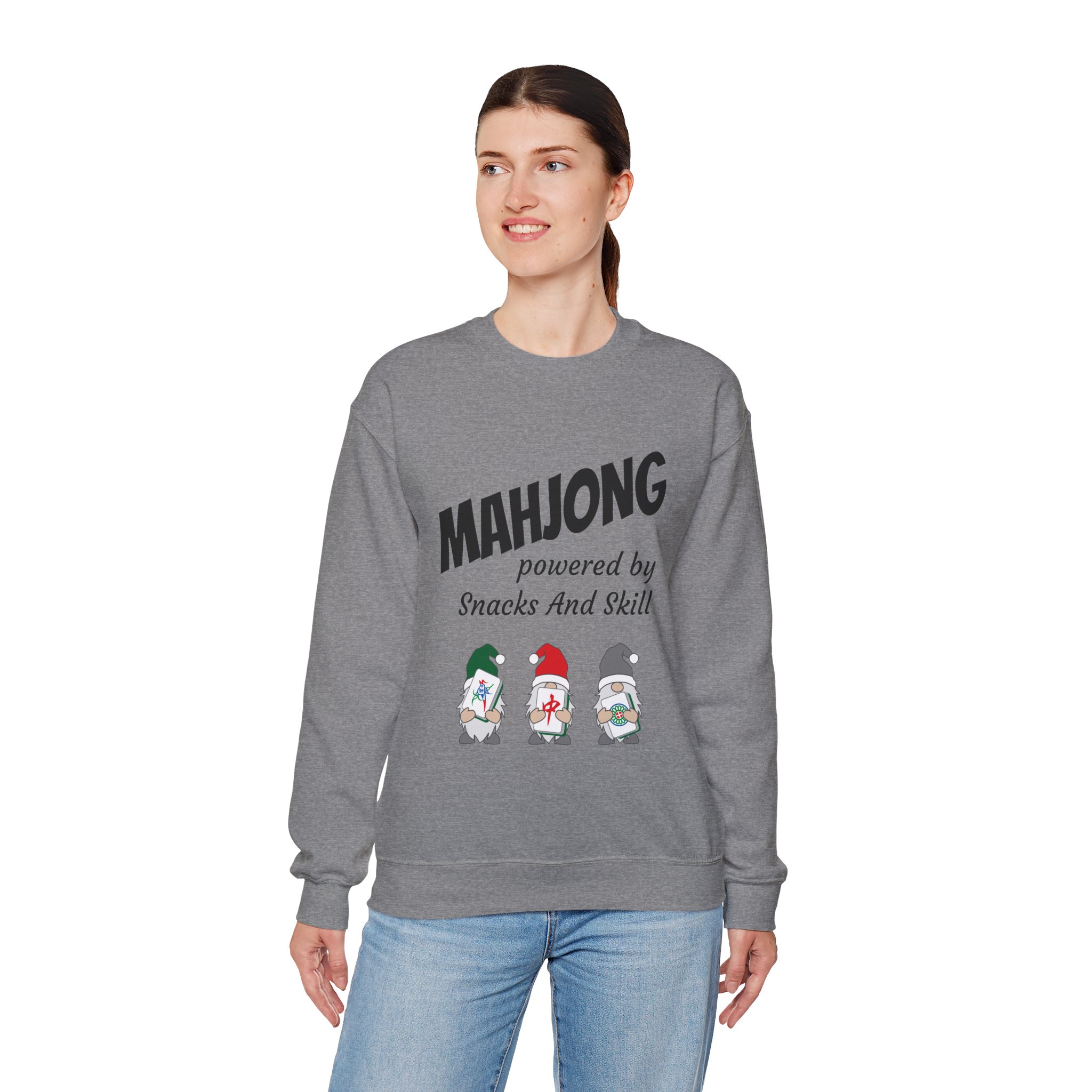 Mahjong Crewneck Sweatshirt | “Powered by Snacks and Skill” + Mahjong Baby Logo (Unisex) - Image 56