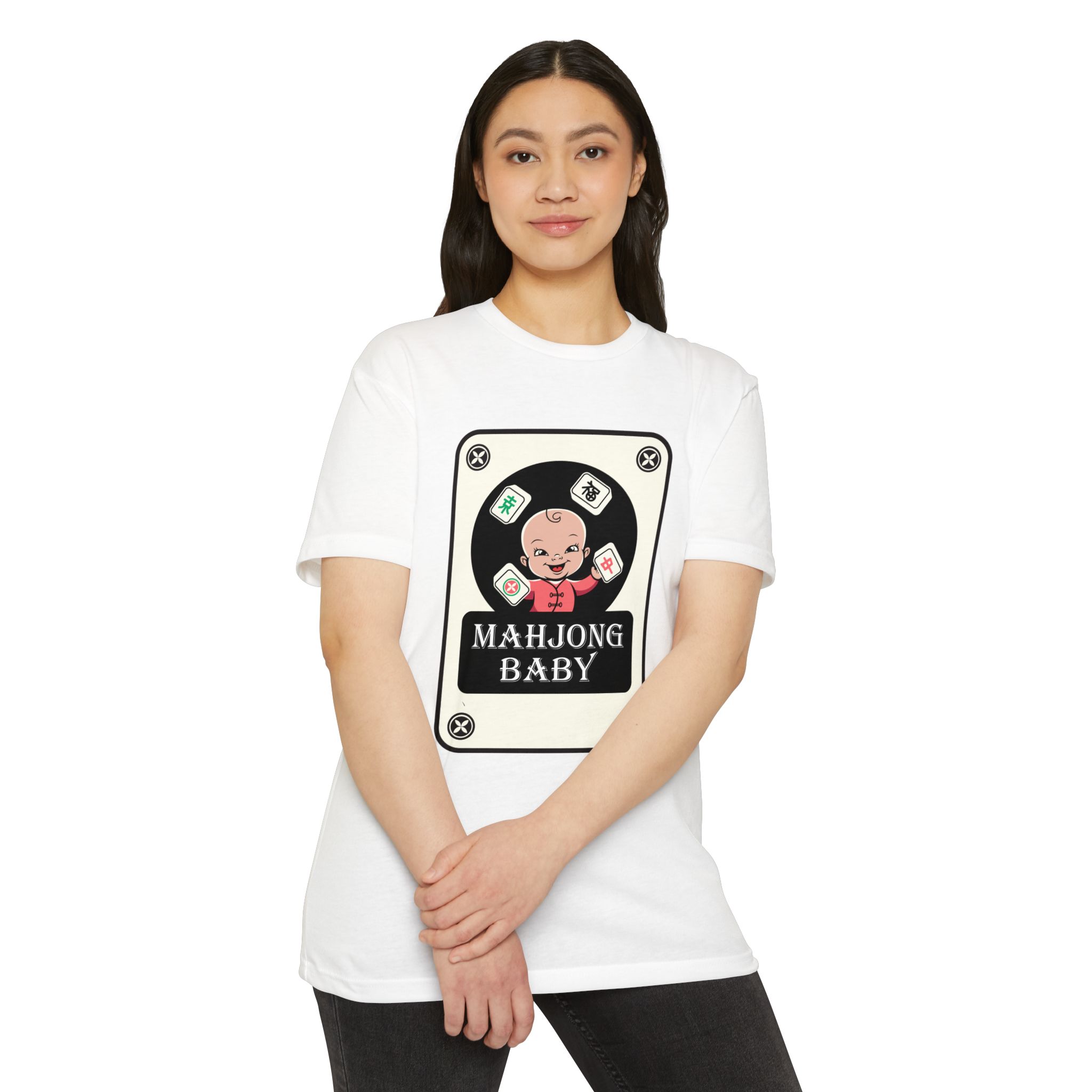 Mahjong Baby Graphic T-Shirt | Black Retro Mahjong Tile Tee for Players & Fans - Image 49