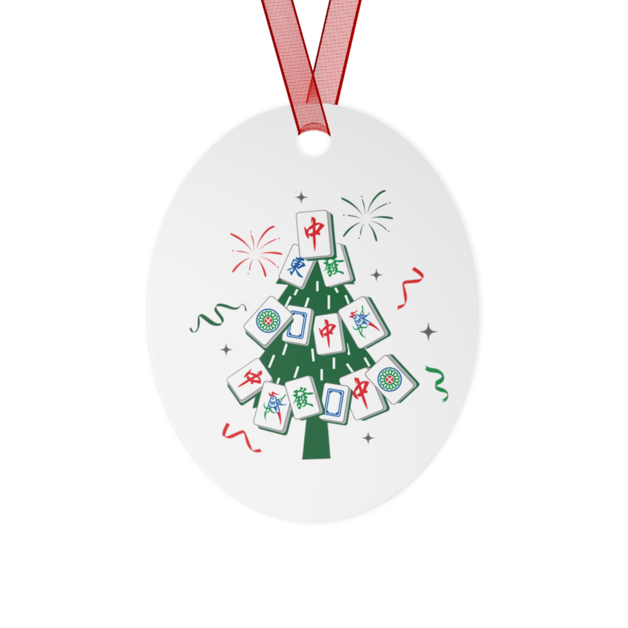 Mahjong Christmas Ornament | Merry Mahjong Metal Holiday Tree Decor - Image 5