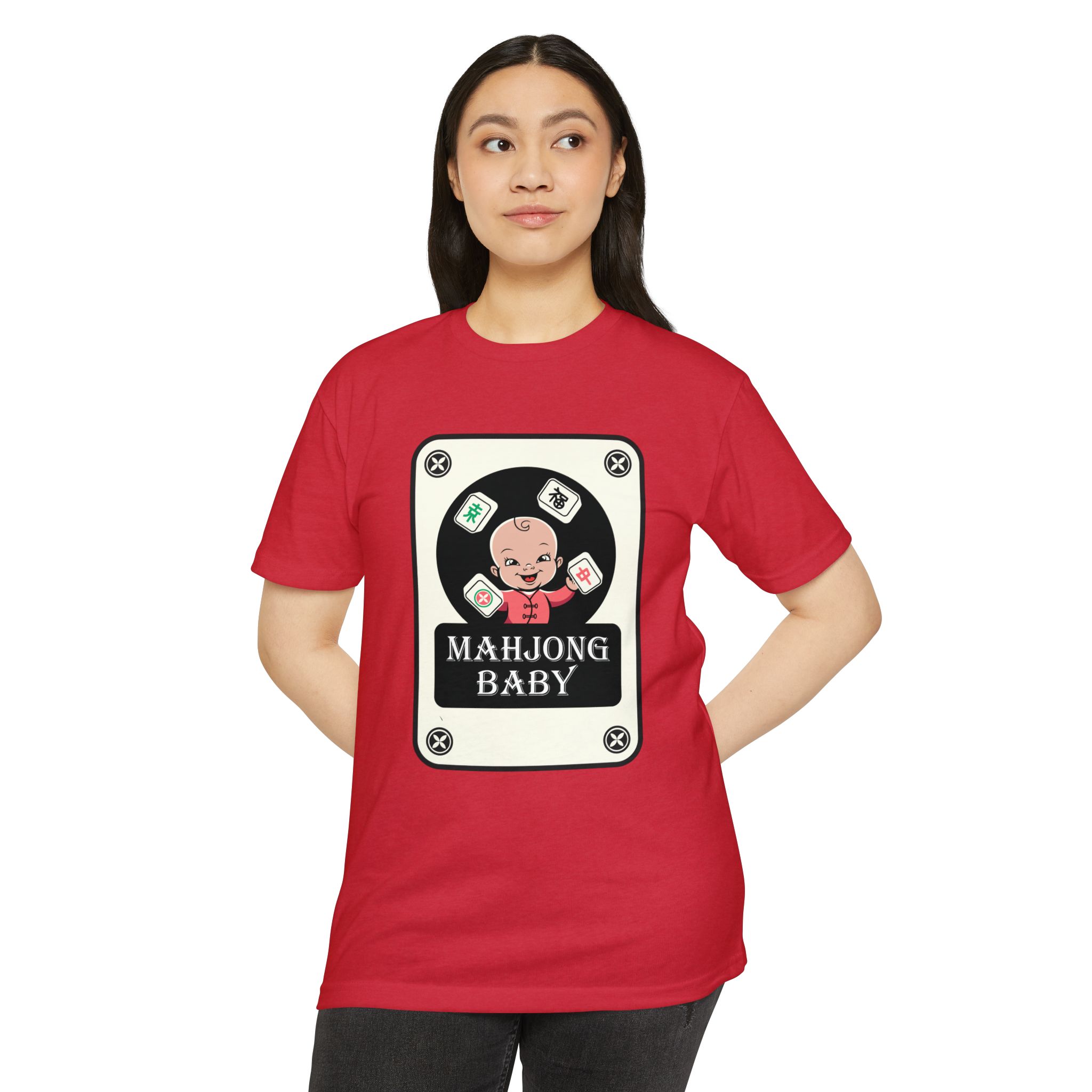 Mahjong Baby Graphic T-Shirt | Black Retro Mahjong Tile Tee for Players & Fans - Image 75