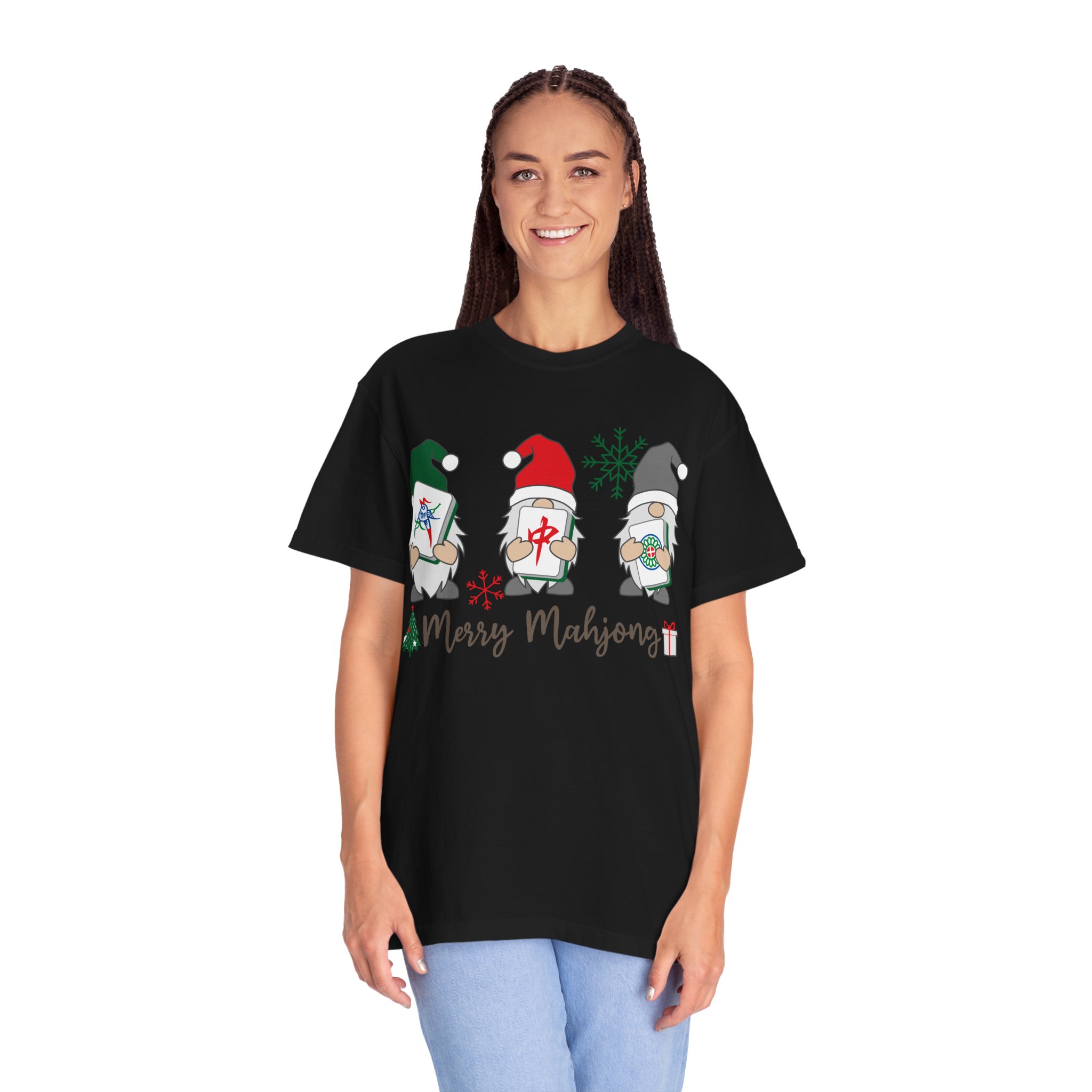 Merry Mahjong Gnome Christmas T-Shirt | Holiday Mahjong Game Night Tee - Image 44