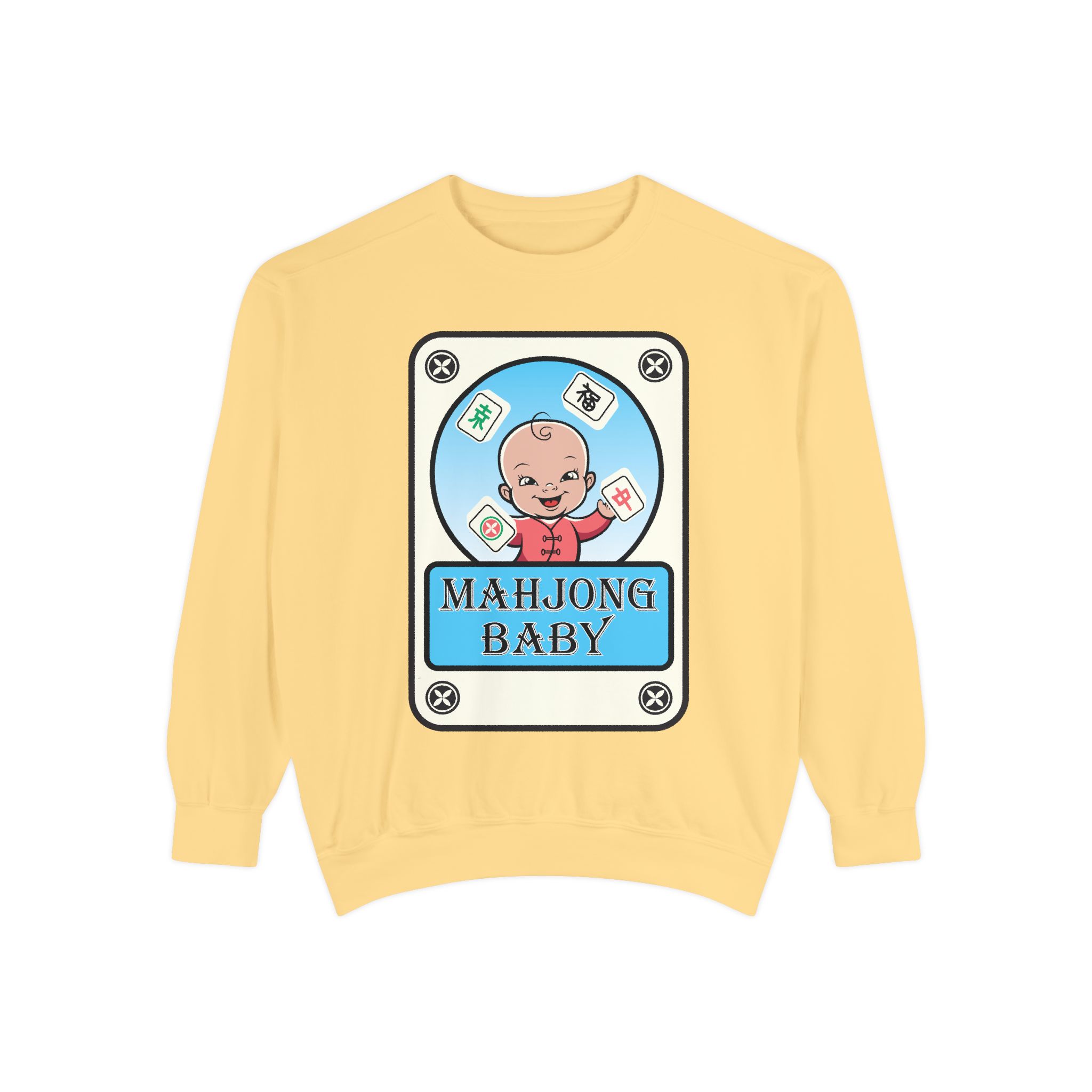 Mahjong Baby Sweatshirt | Unisex Garment-Dyed Crewneck in Baby Blue - Image 13