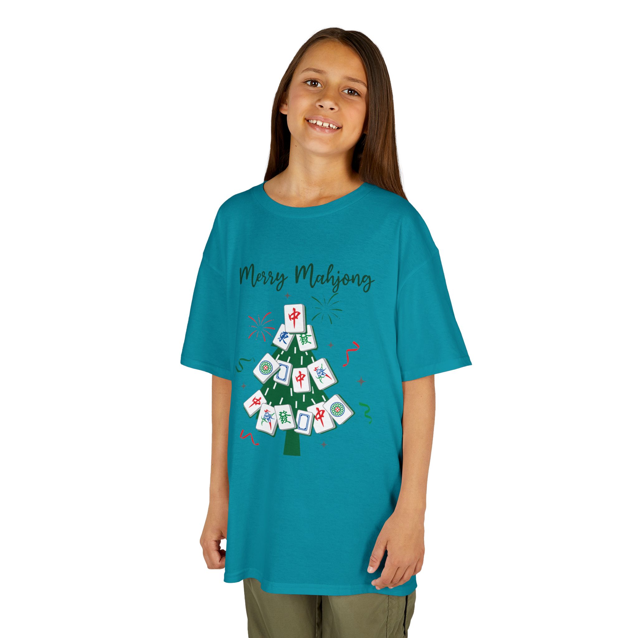 Merry Mahjong Baby Kids Tee | Holiday Mahjong Tree Graphic Shirt - Image 131