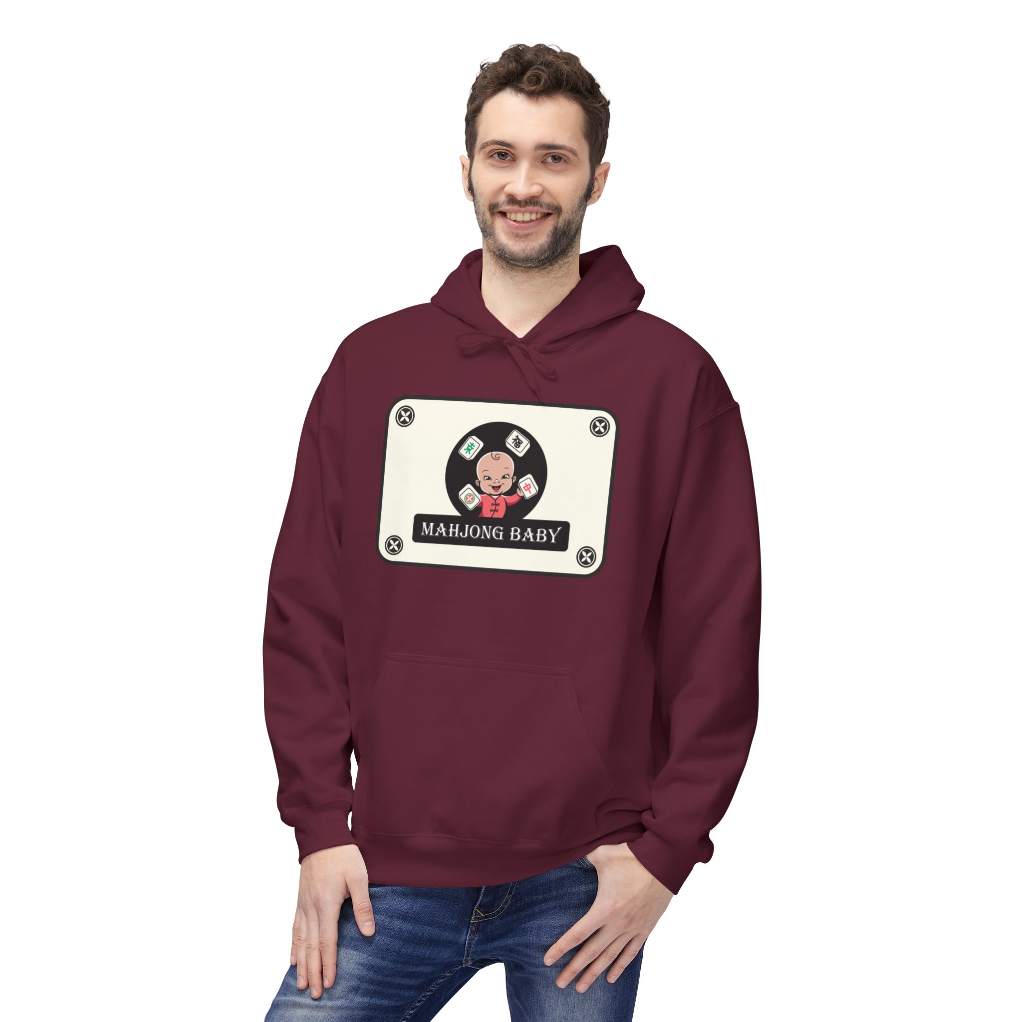 Mahjong Baby Hockey Hoodie | ‘Adventure Baby’ Retro Goalie Graphic Pullover - Image 59