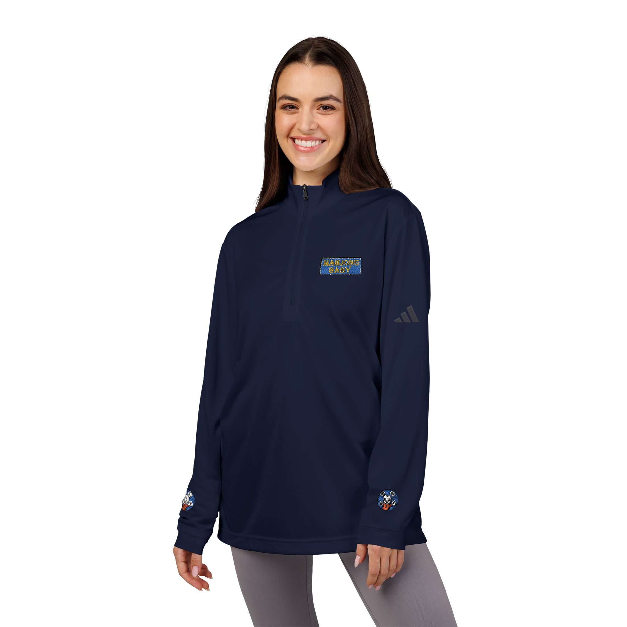Mahjong Baby Embroidered Quarter-Zip Pullover | Retro Tiger Crest Performance Layer - Image 22