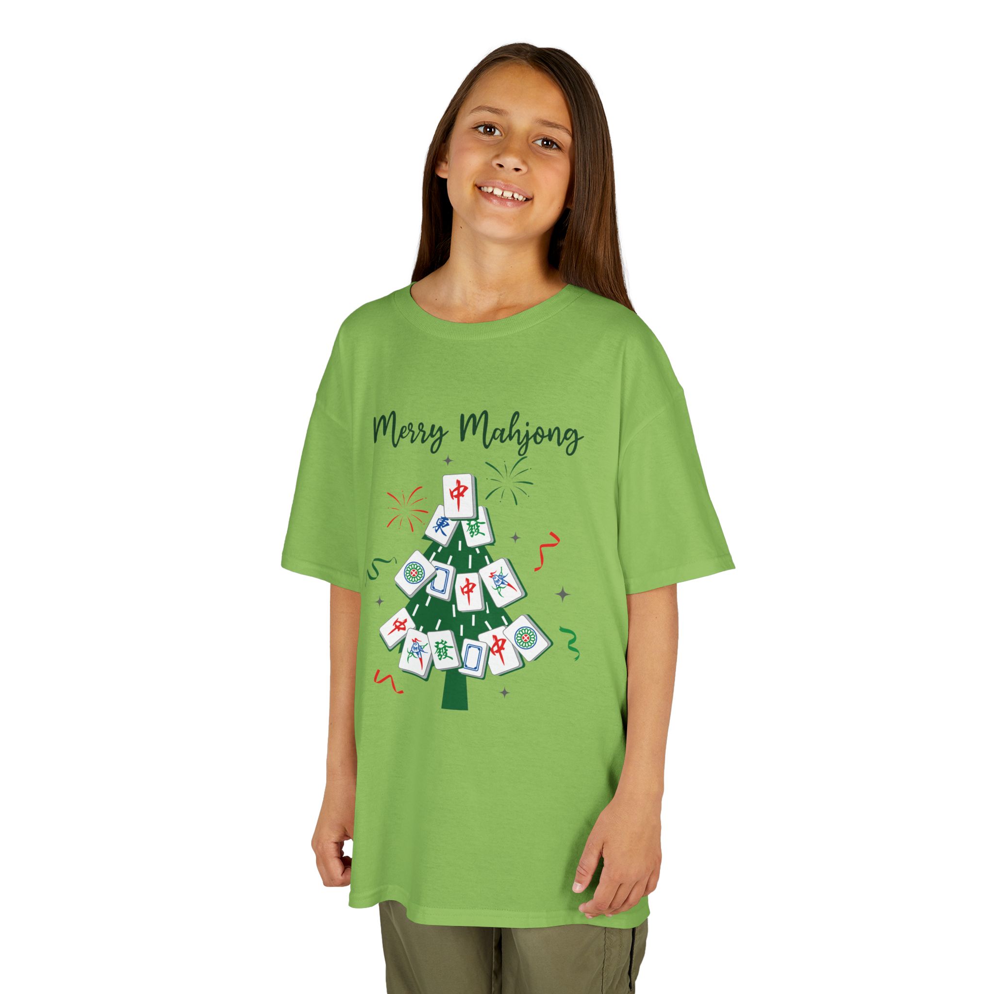 Merry Mahjong Baby Kids Tee | Holiday Mahjong Tree Graphic Shirt - Image 95