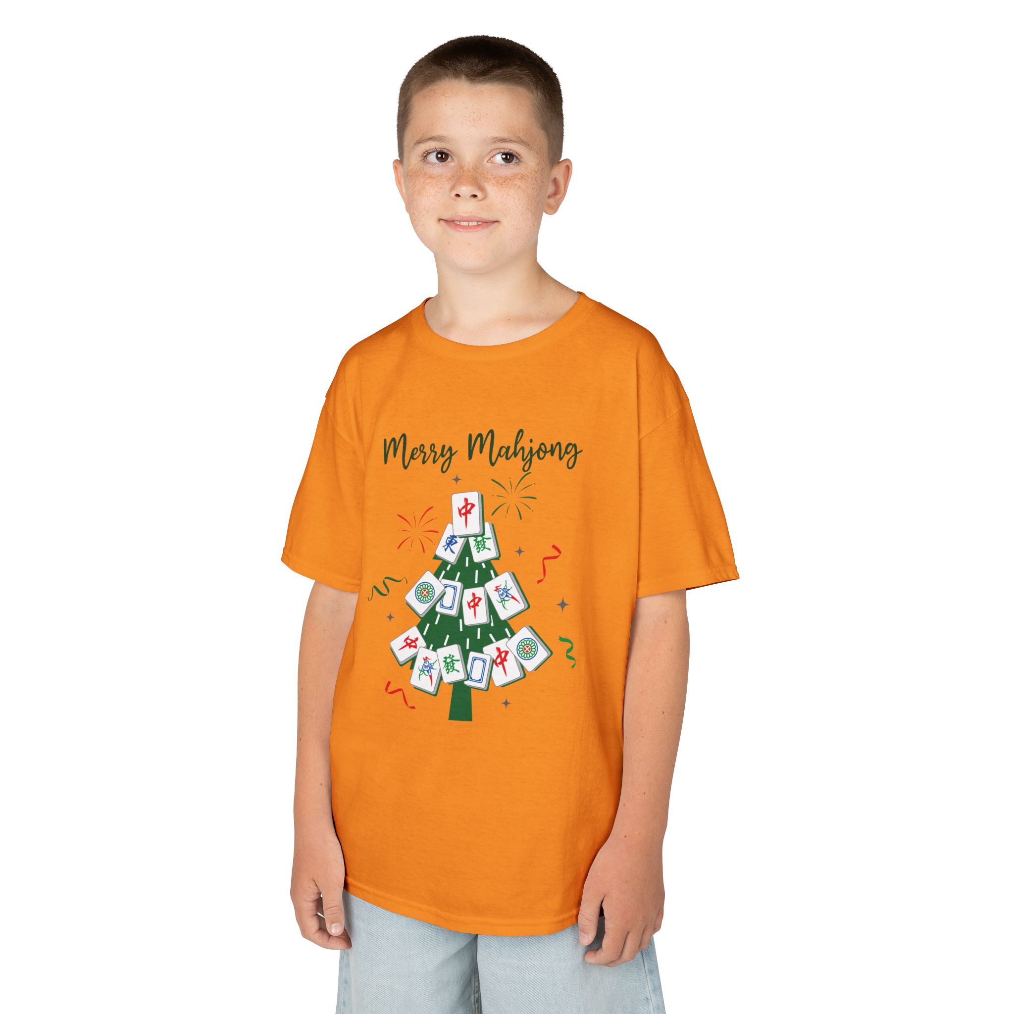 Merry Mahjong Baby Kids Tee | Holiday Mahjong Tree Graphic Shirt - Image 52