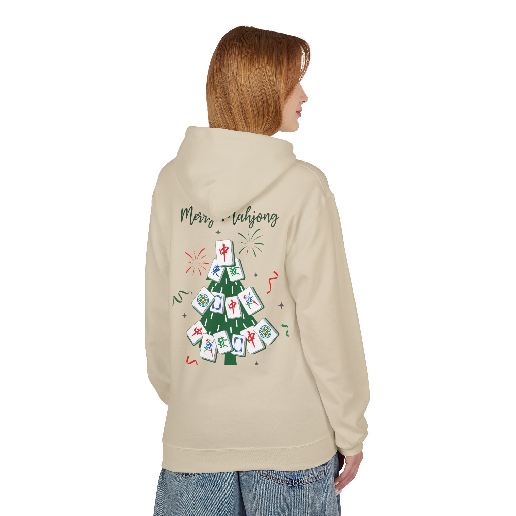 Merry Mahjong Santa Hoodie | Cute Holiday Gnome Christmas Pullover - Image 20