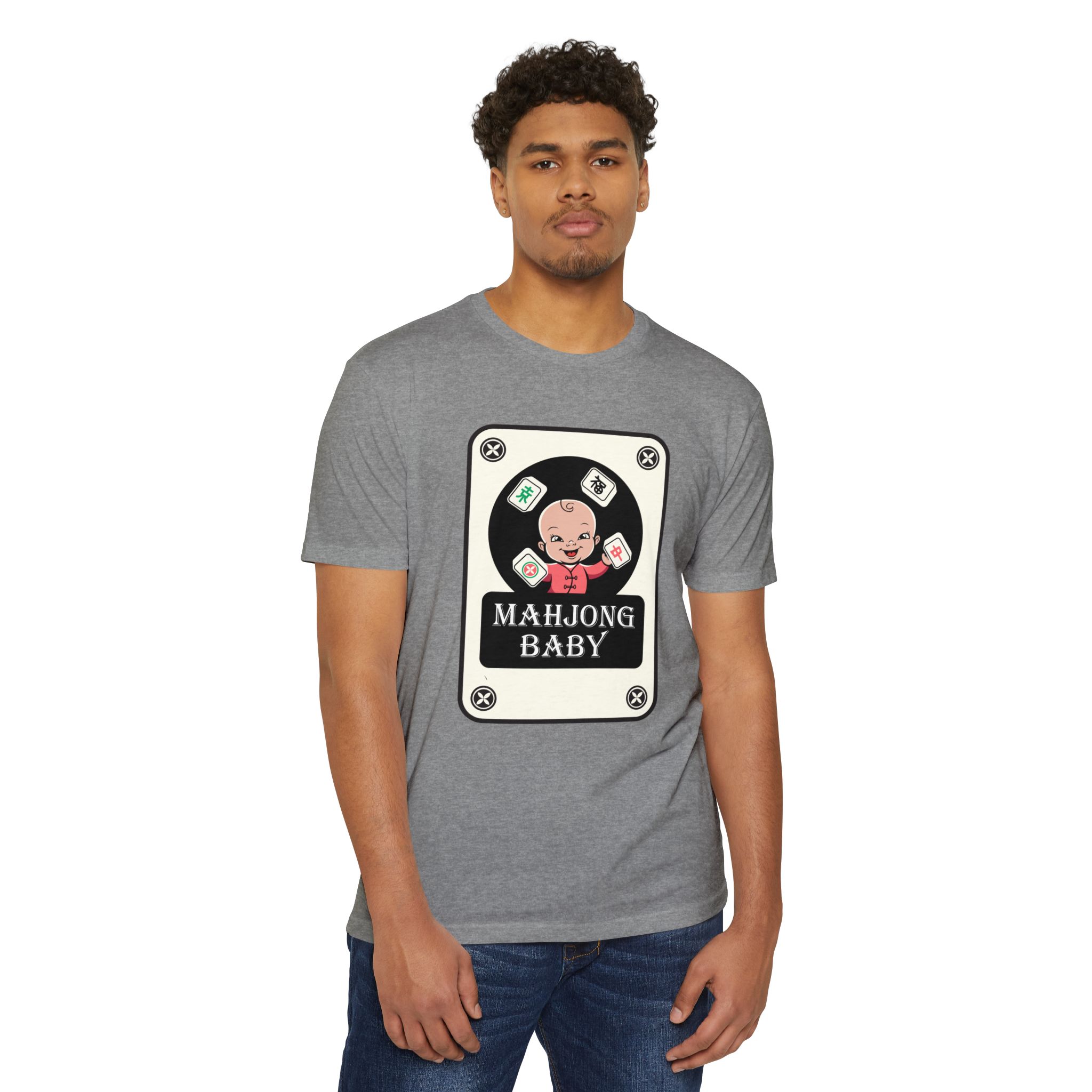 Mahjong Baby Graphic T-Shirt | Black Retro Mahjong Tile Tee for Players & Fans - Image 52