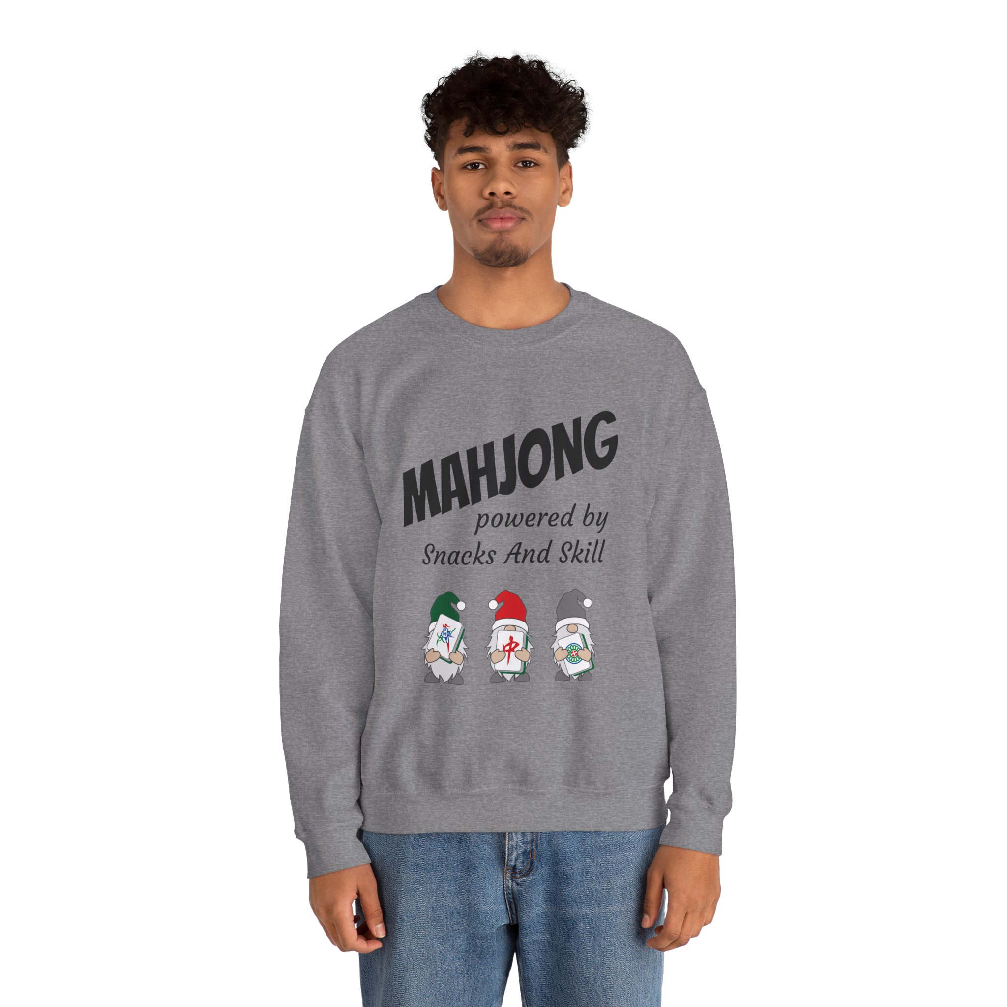 Mahjong Crewneck Sweatshirt | “Powered by Snacks and Skill” + Mahjong Baby Logo (Unisex) - Image 53