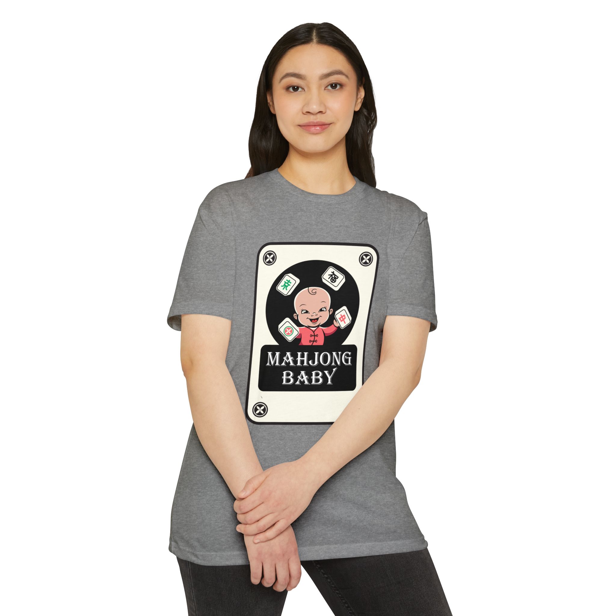 Mahjong Baby Graphic T-Shirt | Black Retro Mahjong Tile Tee for Players & Fans - Image 56