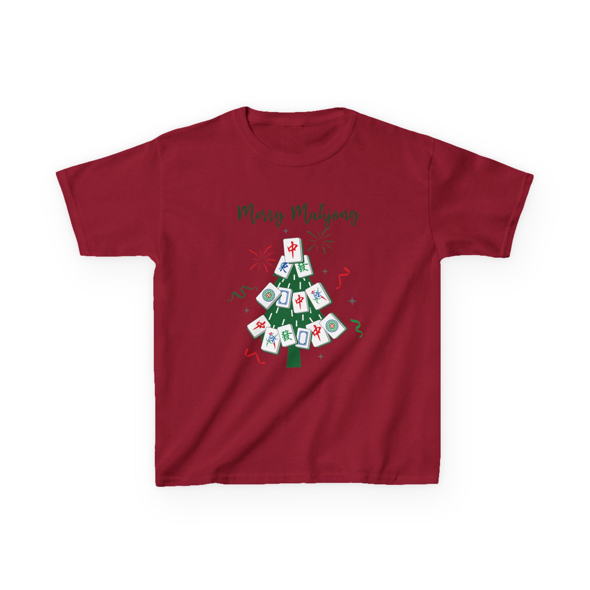Merry Mahjong Baby Kids Tee | Holiday Mahjong Tree Graphic Shirt - Image 172
