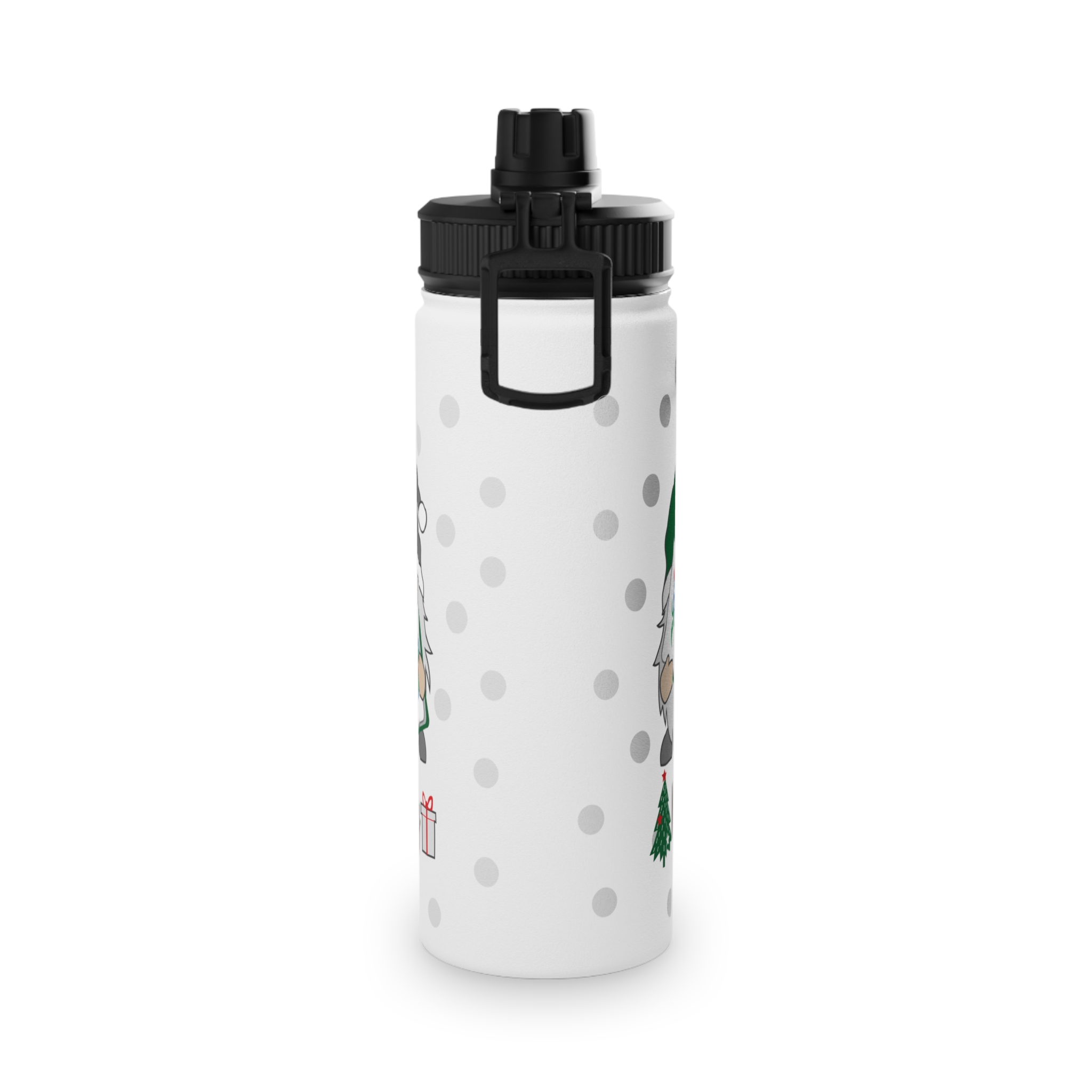 Merry Mahjong Stainless Steel Water Bottle | Holiday Gnome Sports Bottle - Image 6