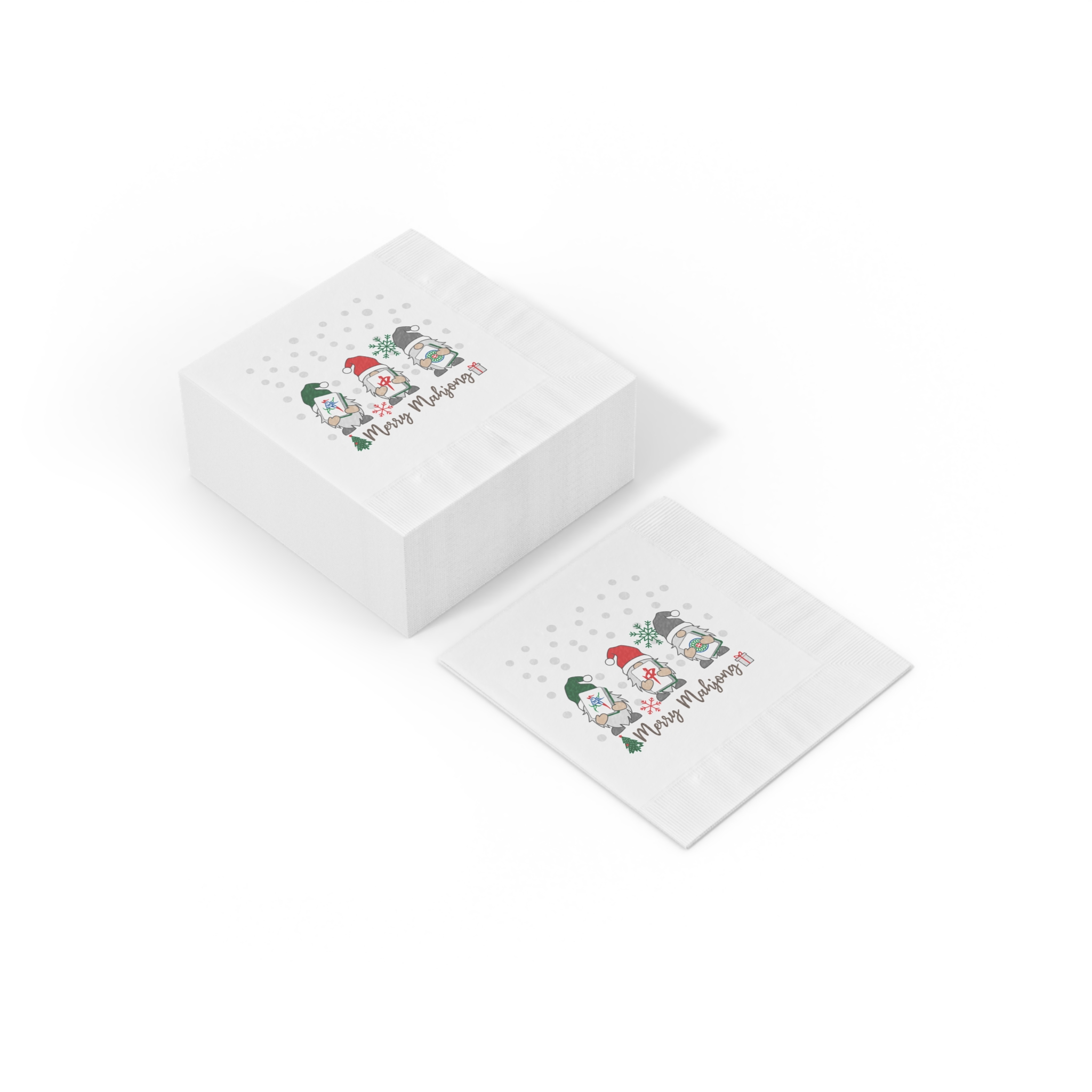 Merry Mahjong Winter Gnome Cocktail Napkins | Holiday Mahjong Party Napkins (50 or 100) - Image 7
