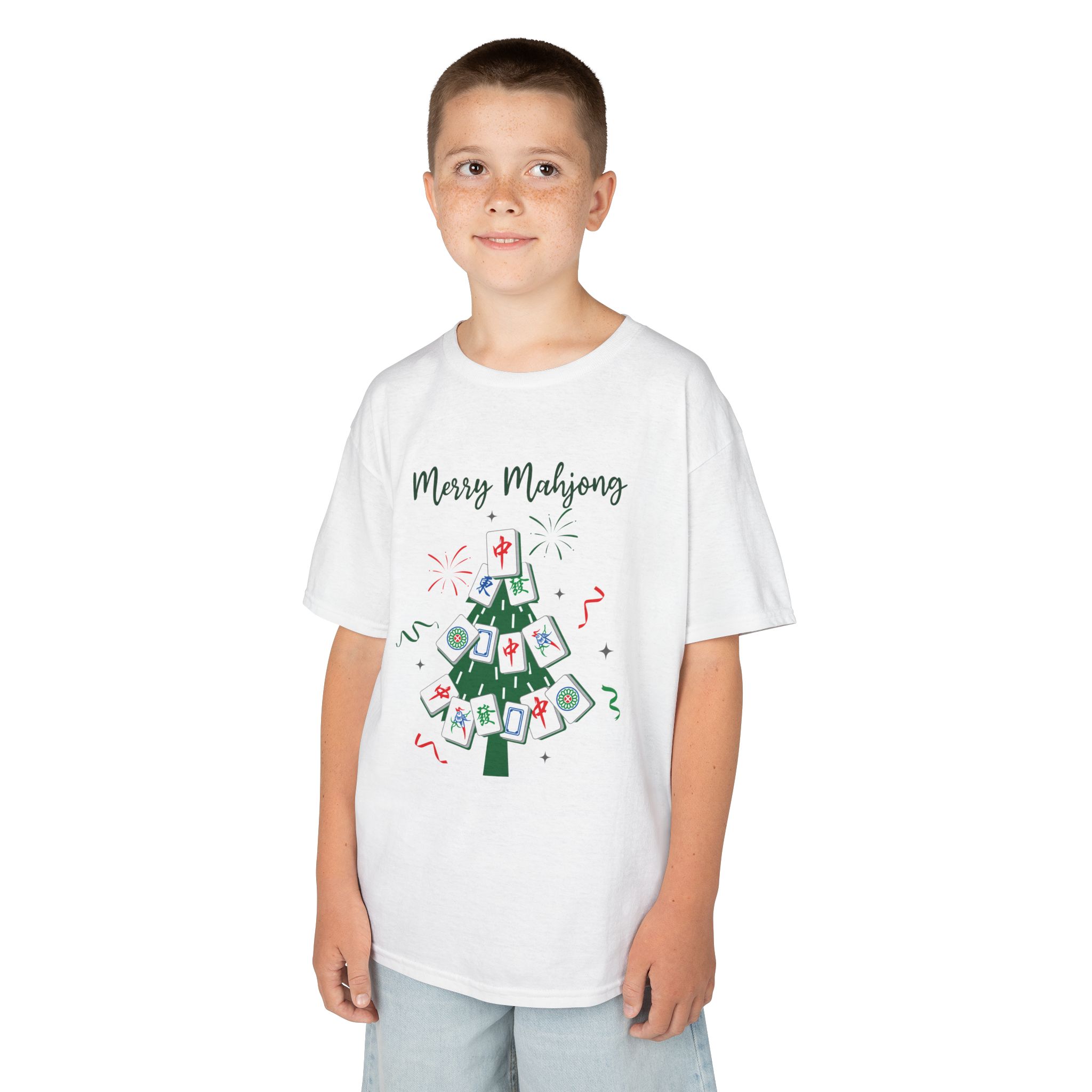 Merry Mahjong Baby Kids Tee | Holiday Mahjong Tree Graphic Shirt - Image 7