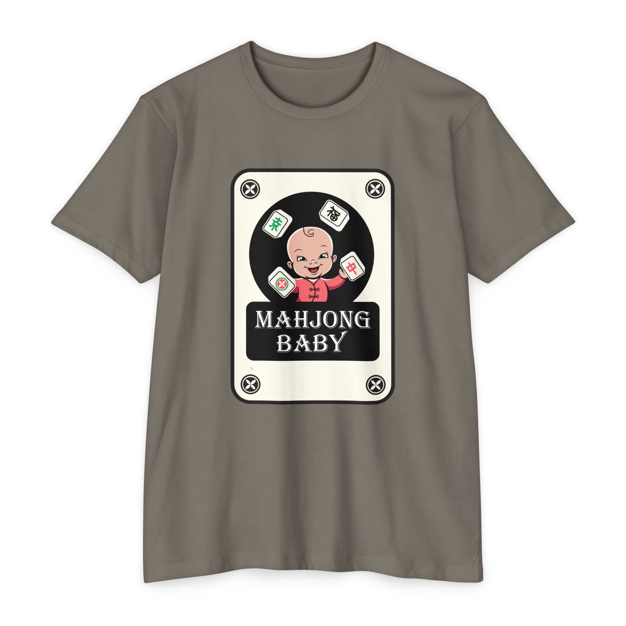 Mahjong Baby Graphic T-Shirt | Black Retro Mahjong Tile Tee for Players & Fans - Image 2