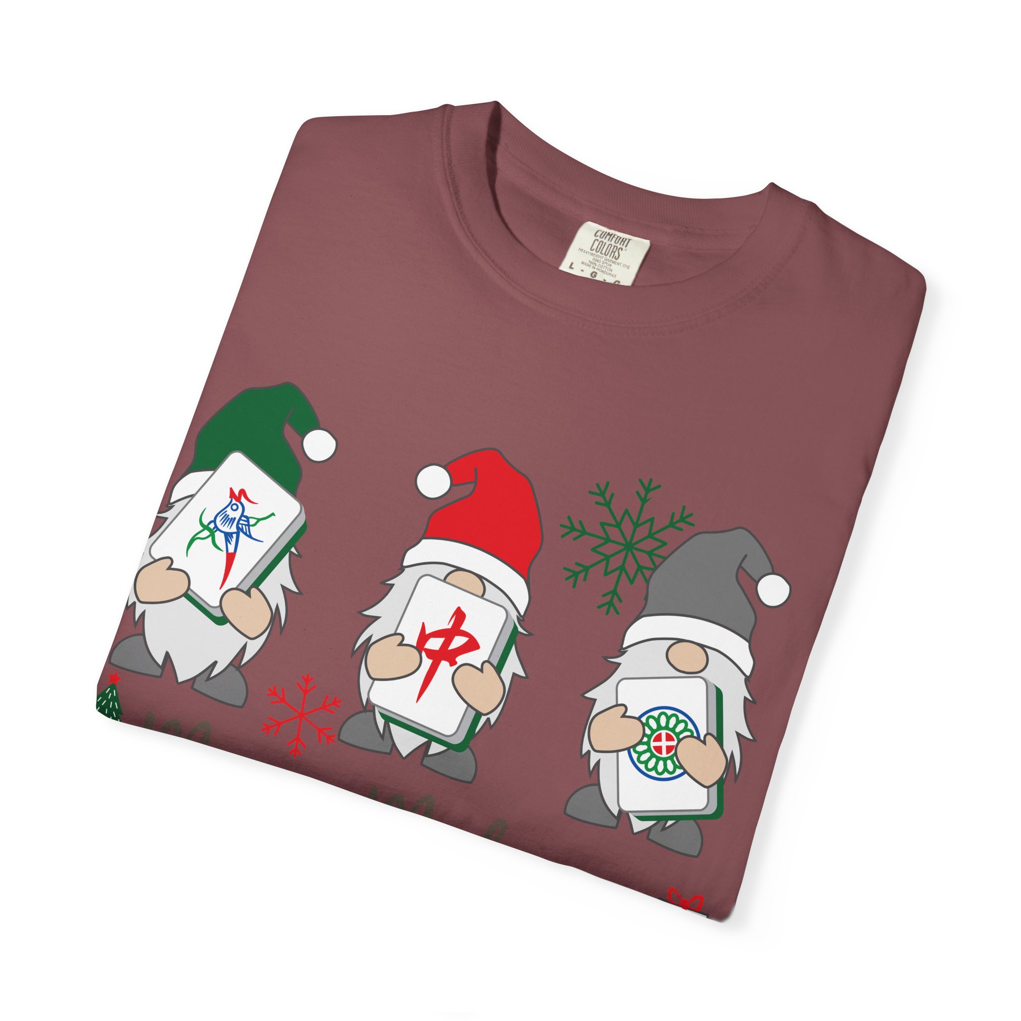 Merry Mahjong Gnome Christmas T-Shirt | Holiday Mahjong Game Night Tee - Image 7
