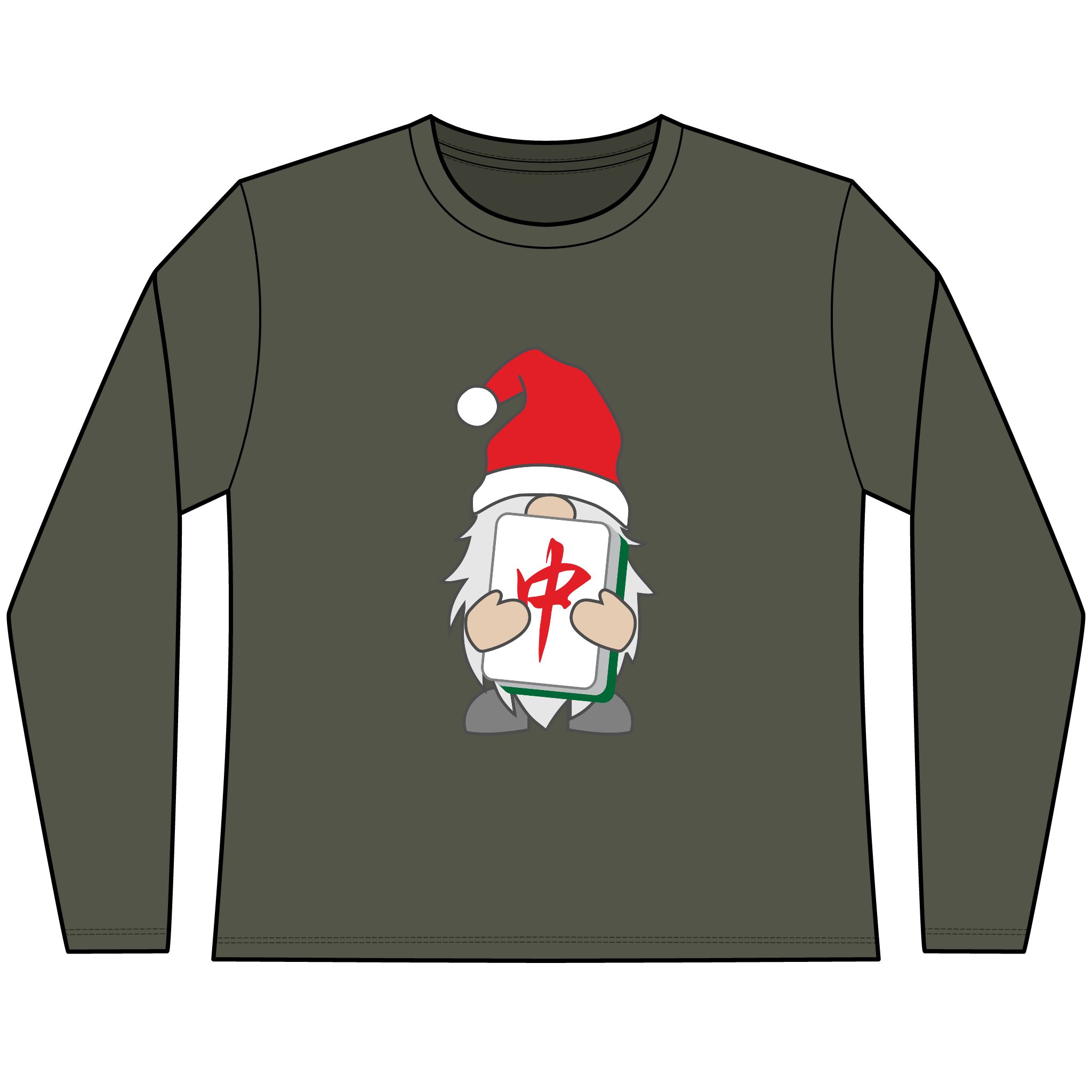 Merry Mahjong Christmas Gnome Long Sleeve Tee | Holiday Mahjong Shirt for Game Nights - Image 5