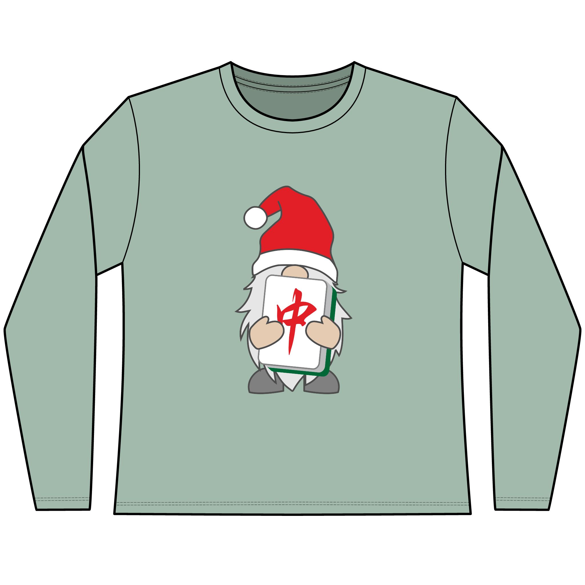 Merry Mahjong Christmas Gnome Long Sleeve Tee | Holiday Mahjong Shirt for Game Nights - Image 7