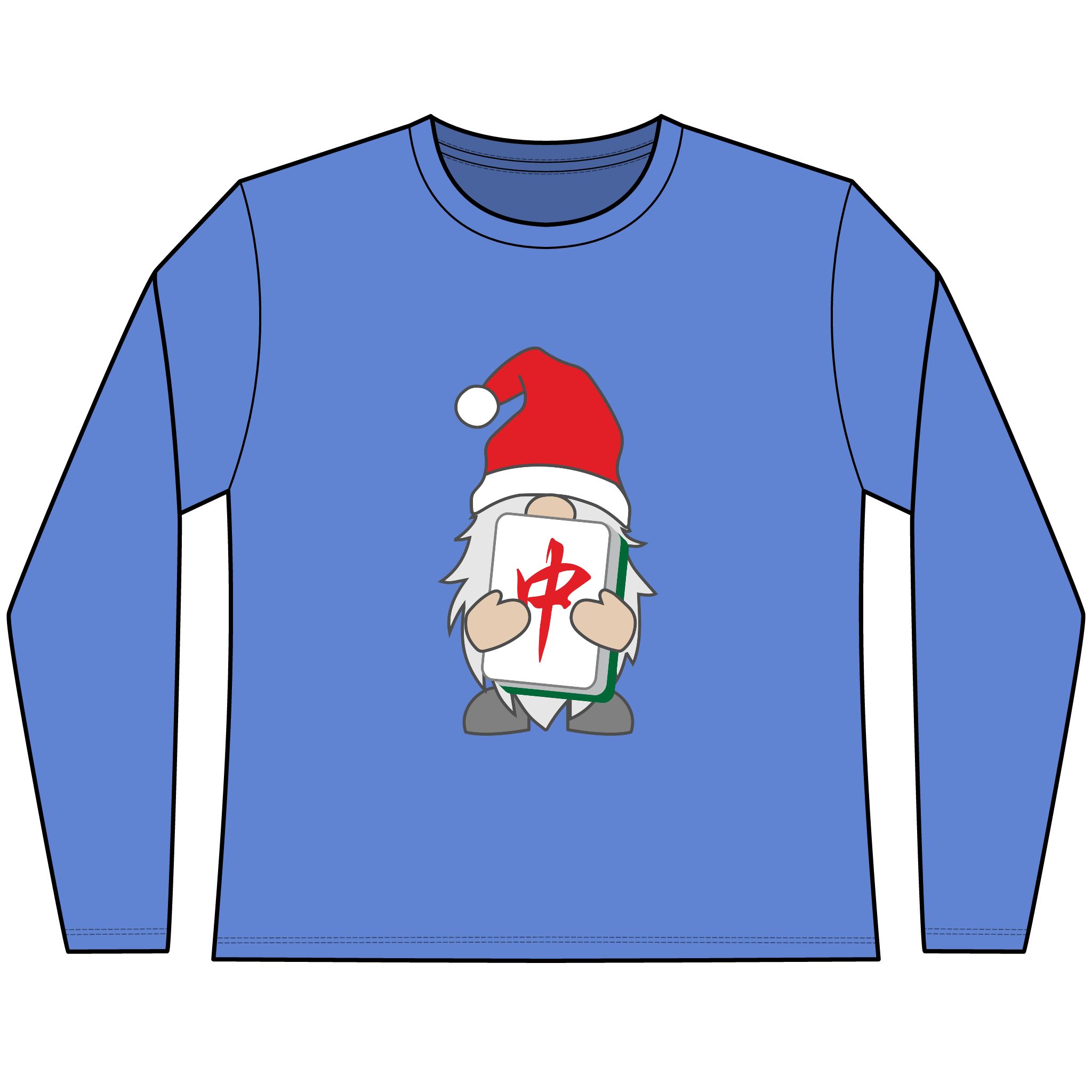 Merry Mahjong Christmas Gnome Long Sleeve Tee | Holiday Mahjong Shirt for Game Nights - Image 9