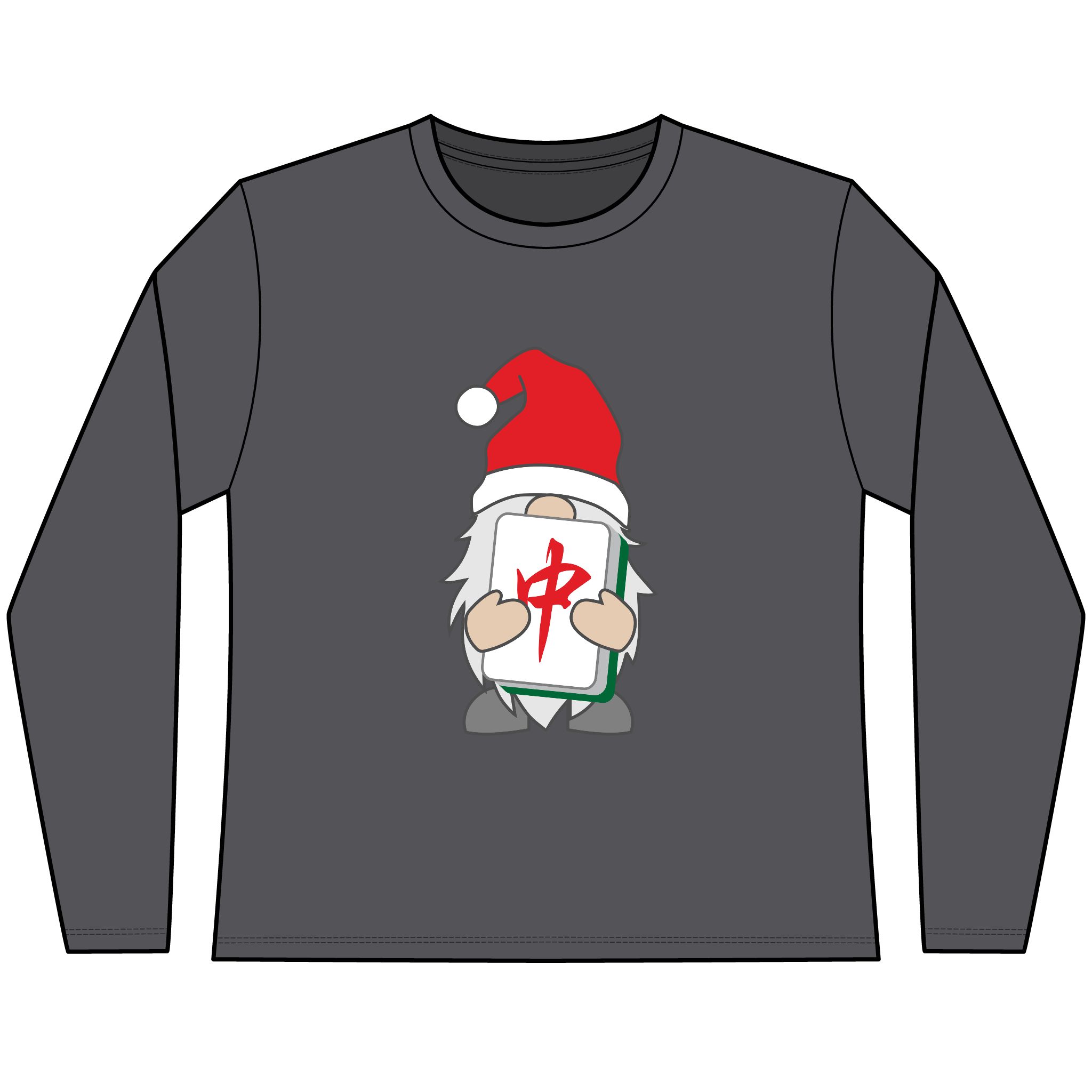 Merry Mahjong Christmas Gnome Long Sleeve Tee | Holiday Mahjong Shirt for Game Nights - Image 11