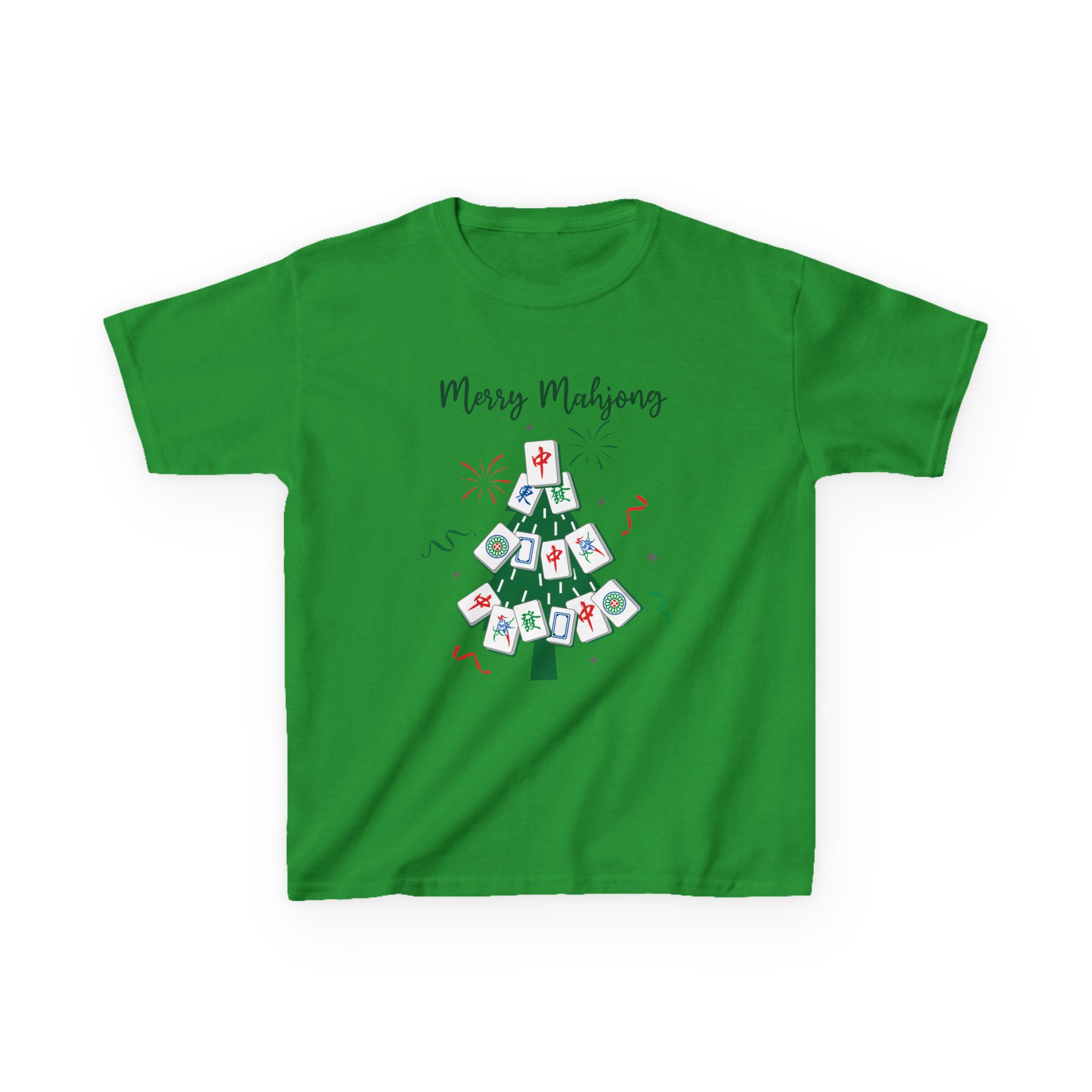 Merry Mahjong Baby Kids Tee | Holiday Mahjong Tree Graphic Shirt - Image 109