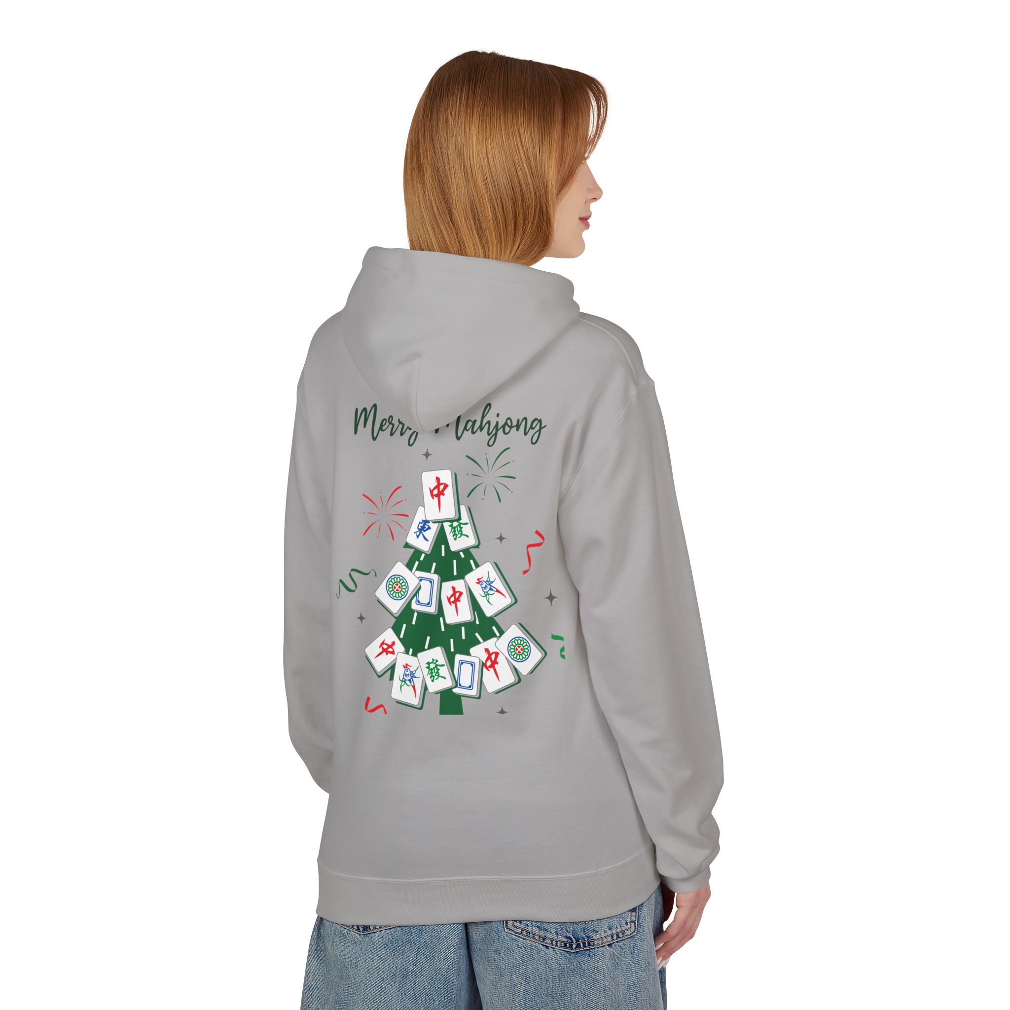 Merry Mahjong Santa Hoodie | Cute Holiday Gnome Christmas Pullover - Image 8