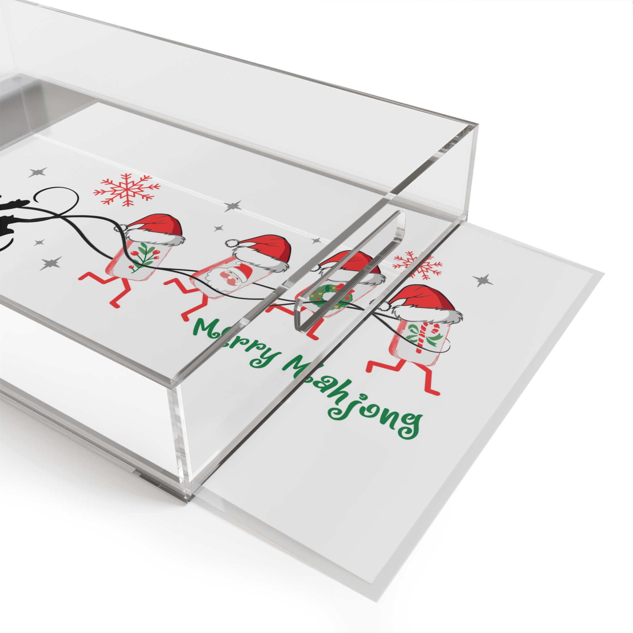 Merry Mahjong Christmas Acrylic Serving Tray | Festive Holiday Mahjong Décor (11×17") - Image 3